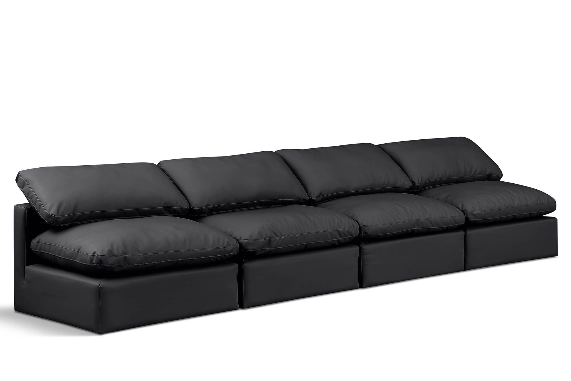 

    
Black Vegan Leather Modular Sofa INDULGE 146Black-S4 Meridian Modern

