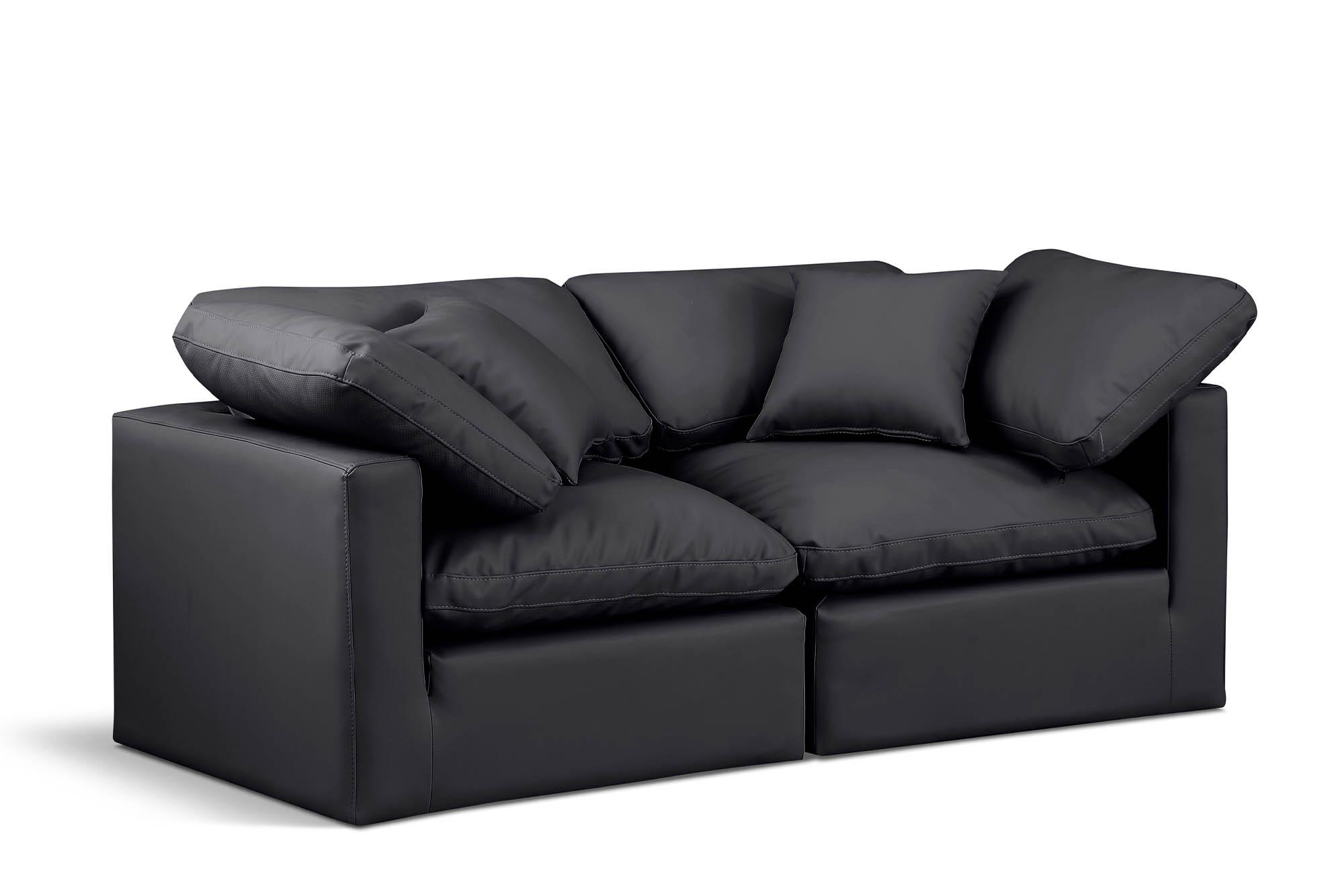 

    
Black Vegan Leather Modular Sofa INDULGE 146Black-S70 Meridian Modern
