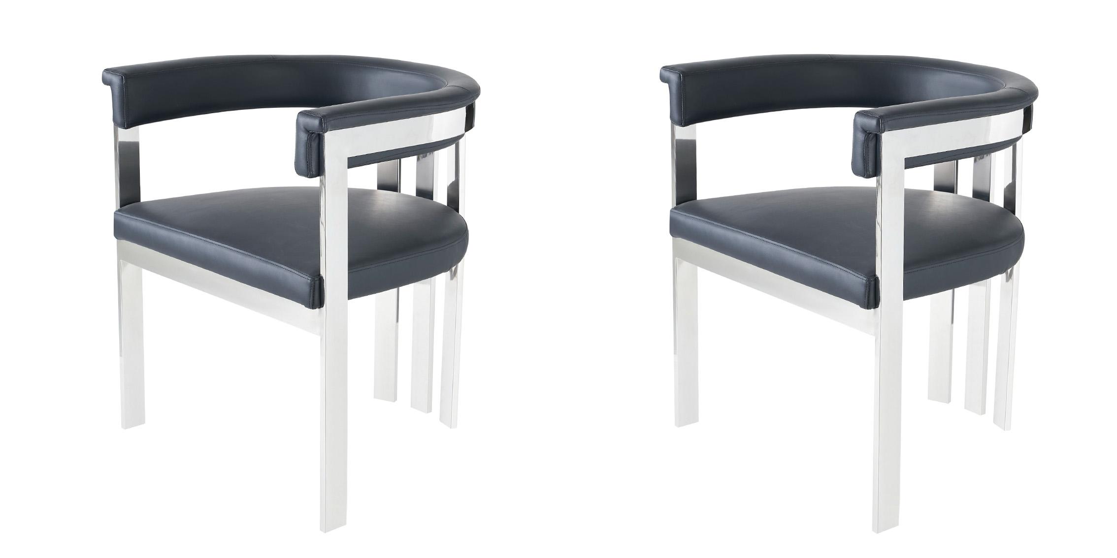 Contemporary, Modern Dining Chair Set VGZAY129-BLK-DC-Set-2 VGZAY129-BLK-DC-Set-2 in Chrome, Black Eco Leather