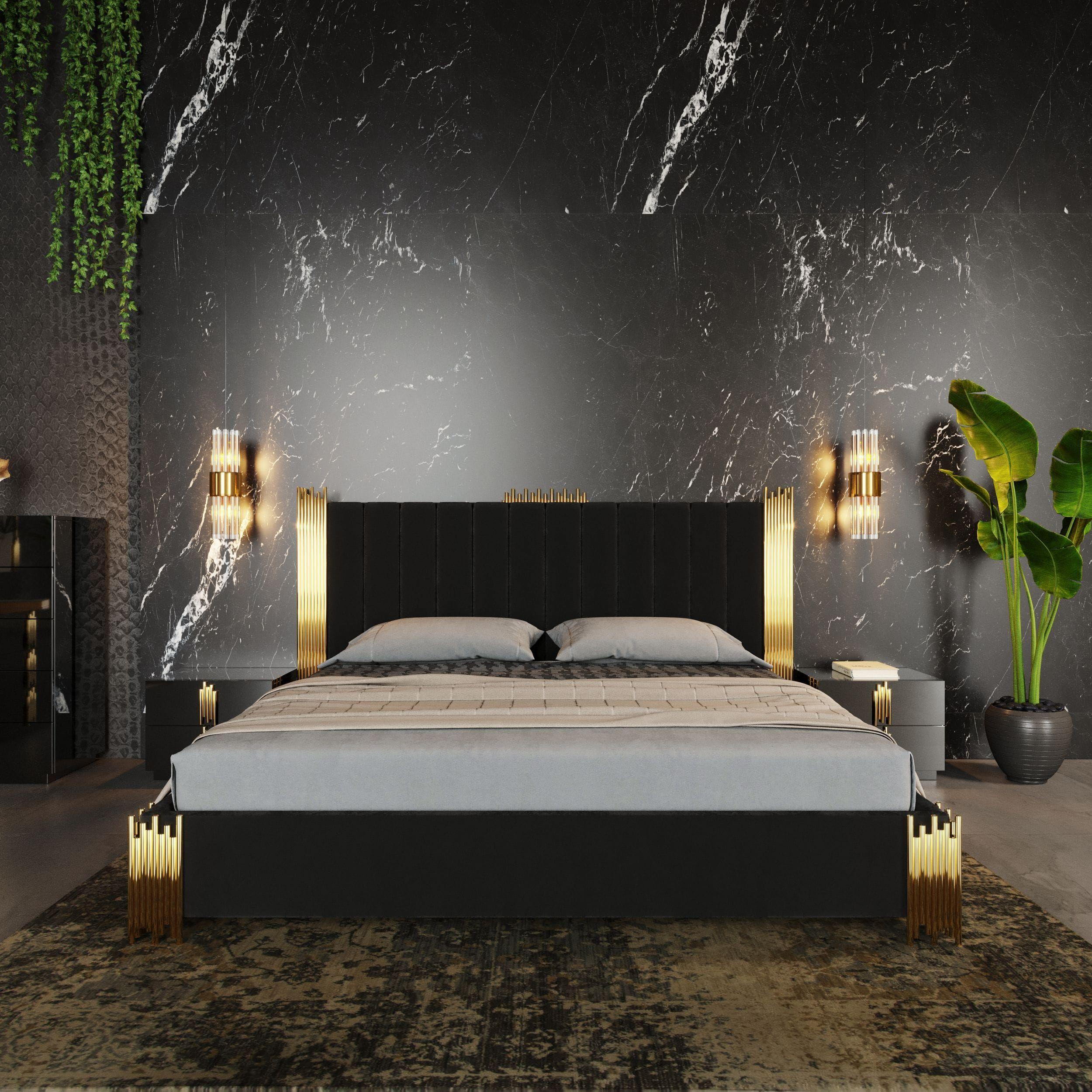 

    
VGVCBD815-BLK-BED-2NS-SET Black Velour & Gold Accents Queen Platform Bedroom Set 3Pcs by VIG Modrest Token
