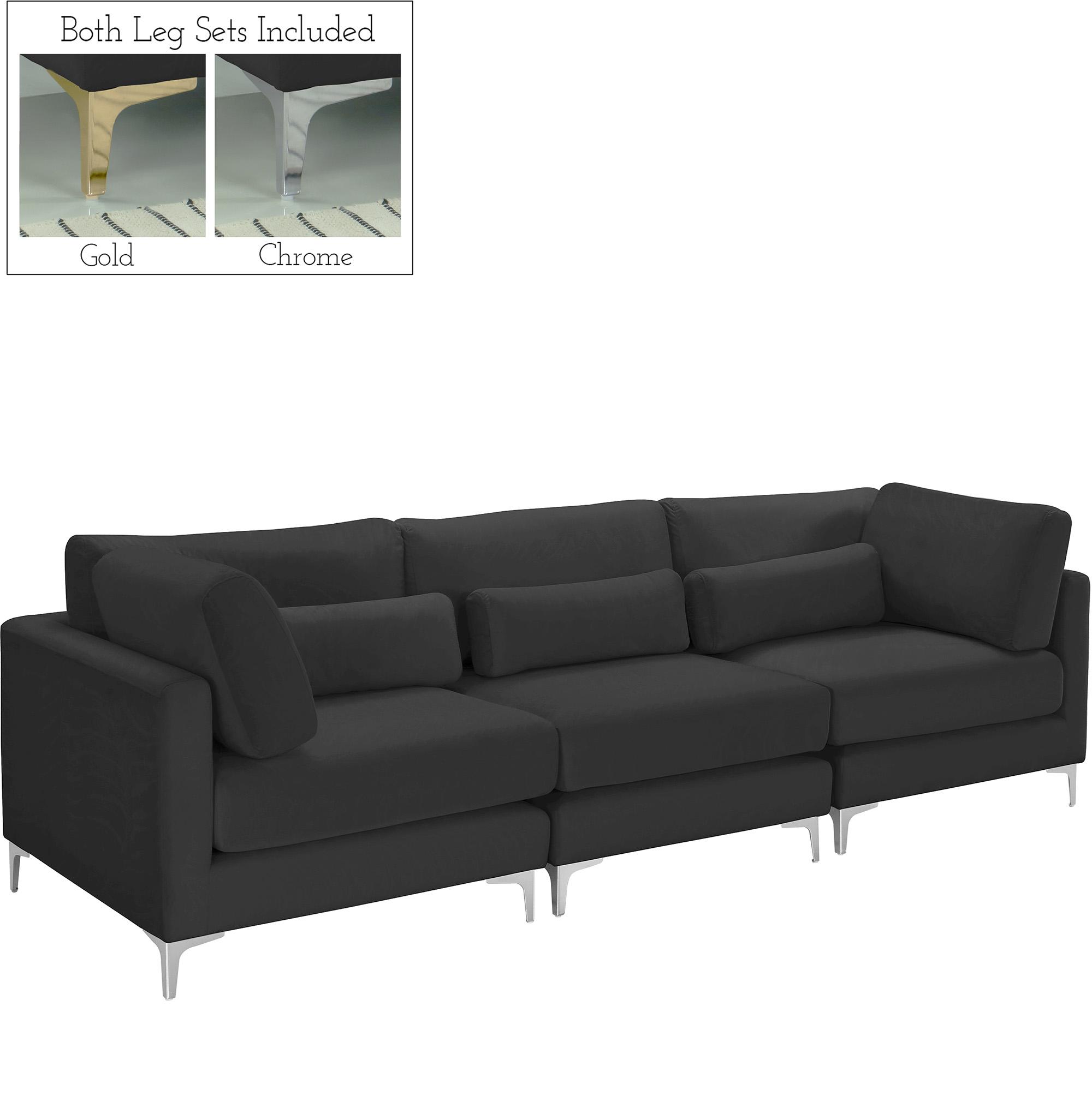 Contemporary, Modern Modular Sofa JULIA 605Black-S108 605Black-S108 in Black Velvet