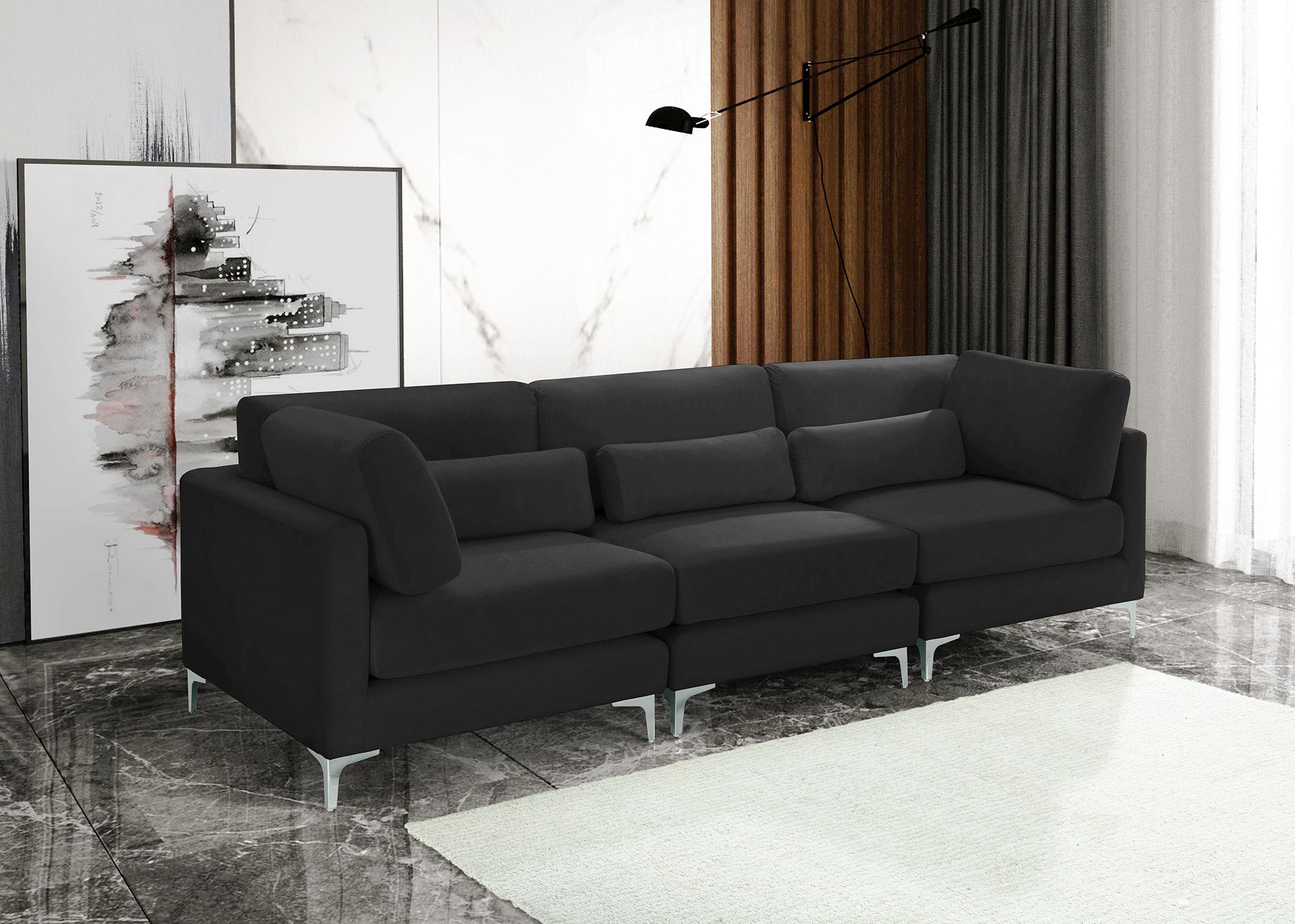 

    
Black Velvet Modular Sofa JULIA 605Black-S108 Meridian Contemporary Modern

