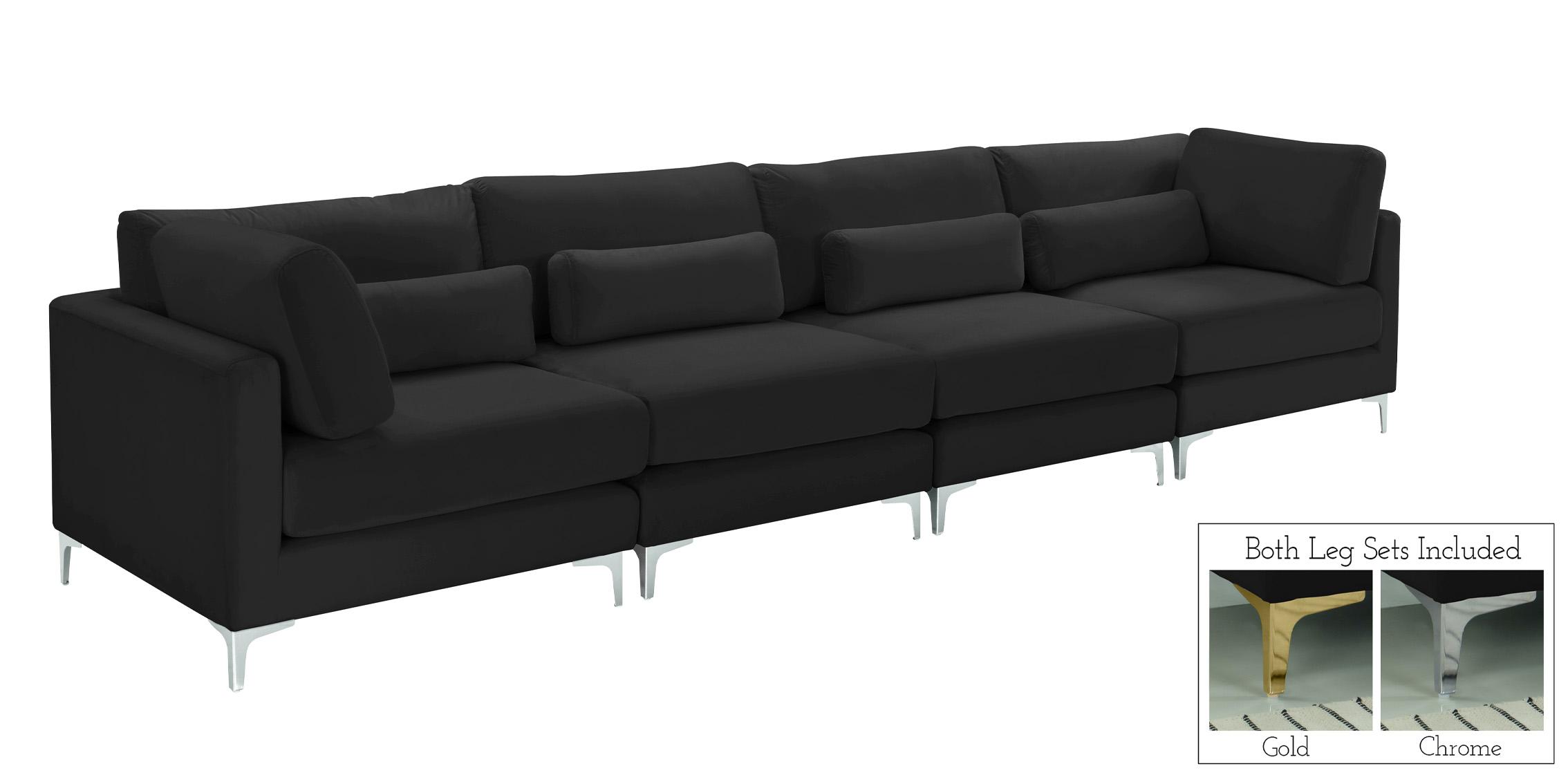 

    
Black Velvet Modular Sofa JULIA 605Black-S142 Meridian Contemporary Modern
