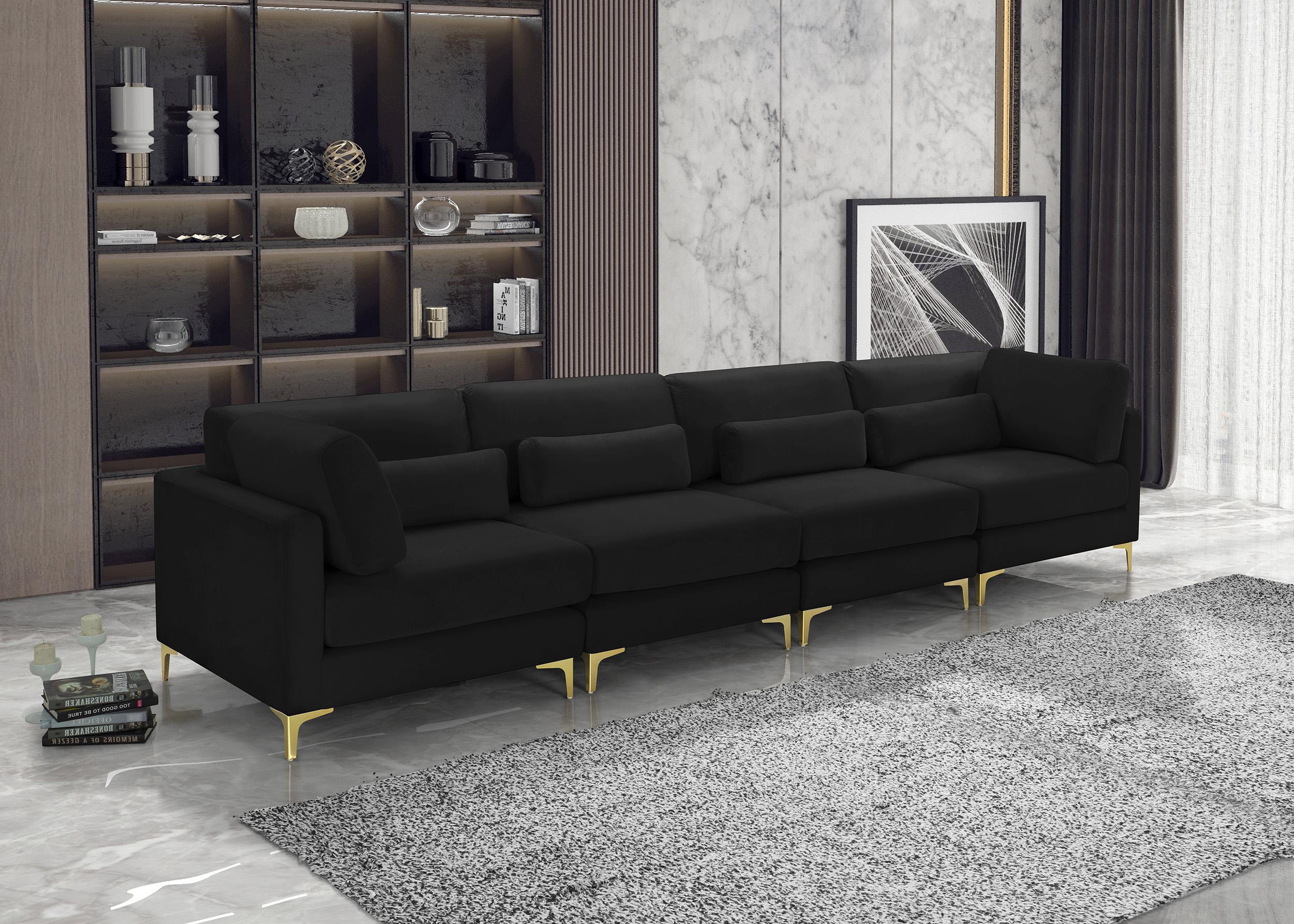 

    
Black Velvet Modular Sofa JULIA 605Black-S142 Meridian Contemporary Modern
