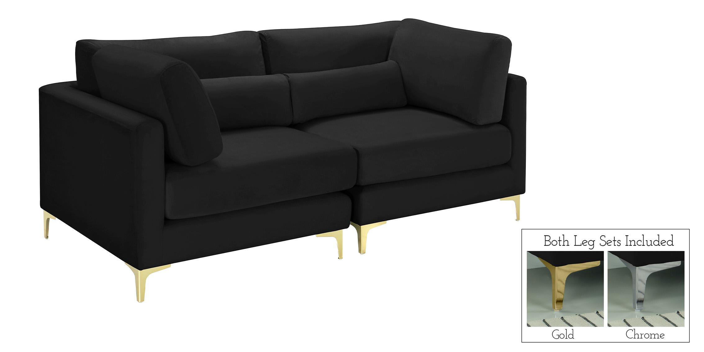 Contemporary, Modern Modular Sofa JULIA 605Black-S75 605Black-S75 in Black Velvet