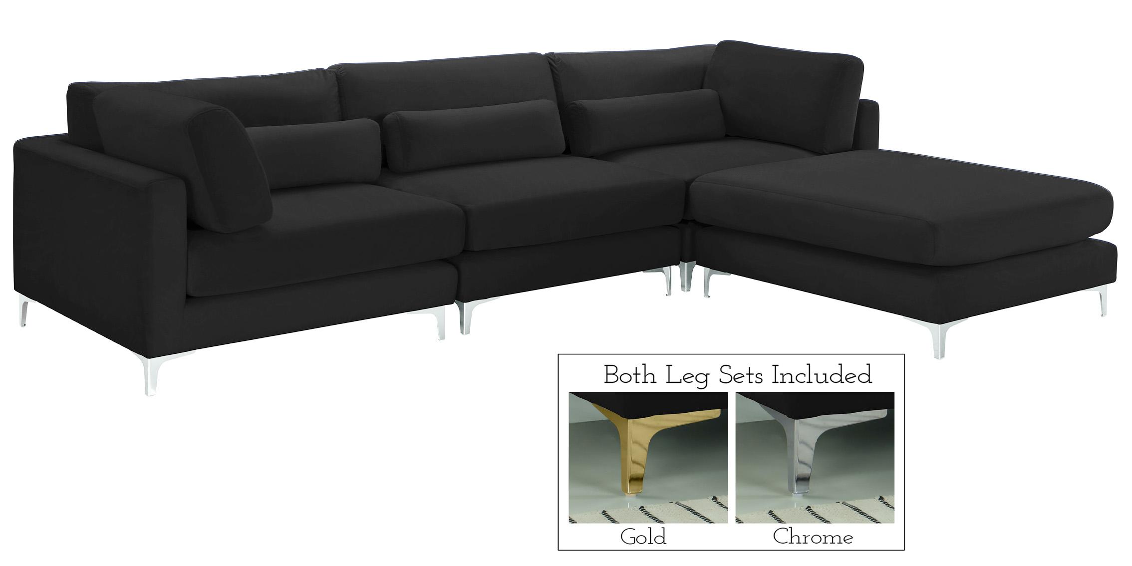 

    
Black Velvet Modular Sectional Sofa JULIA 605Black-Sec4A Meridian Contemporary

