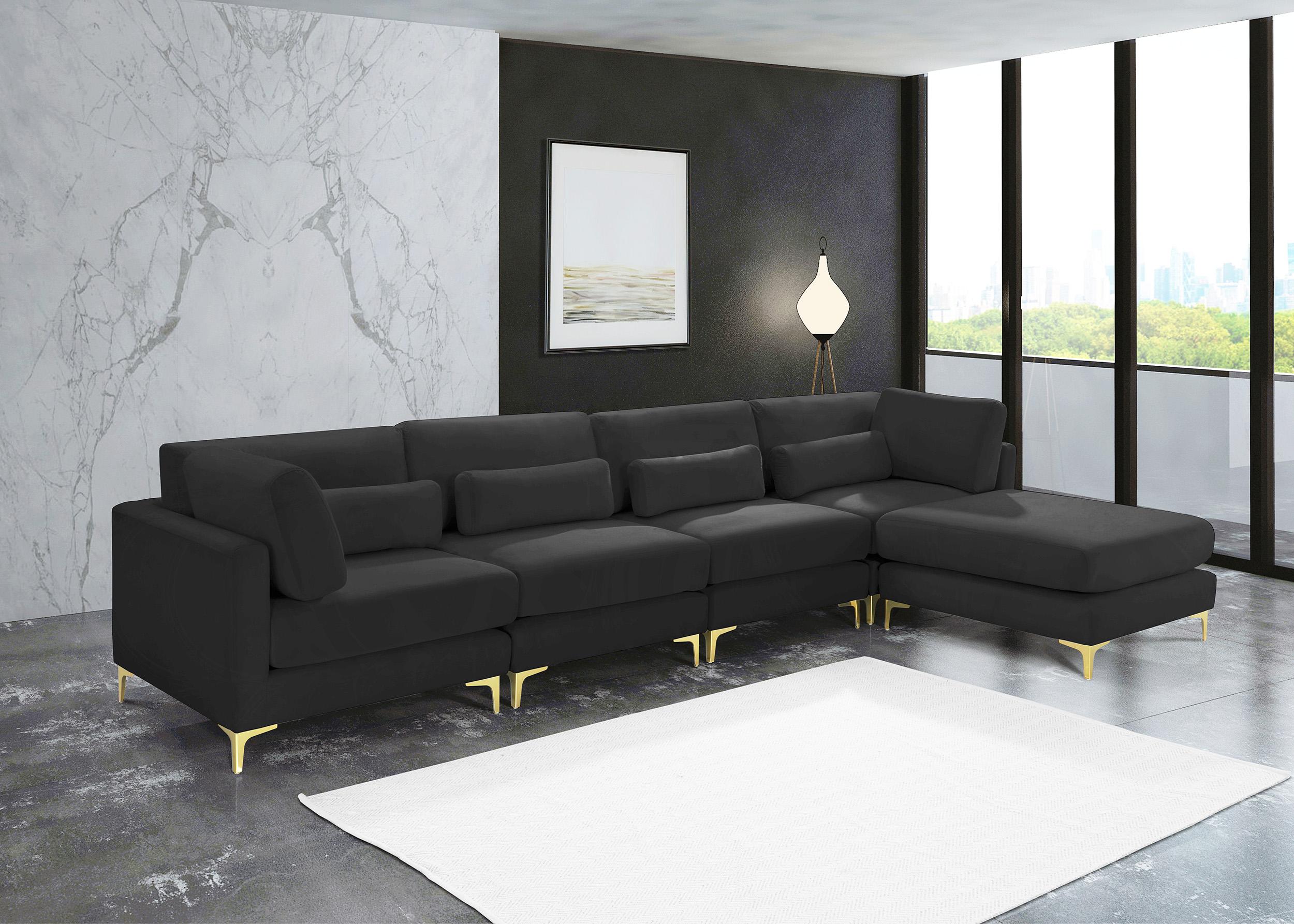 

    
Black Velvet Modular Sectional Sofa JULIA 605Black-Sec5A Meridian Contemporary
