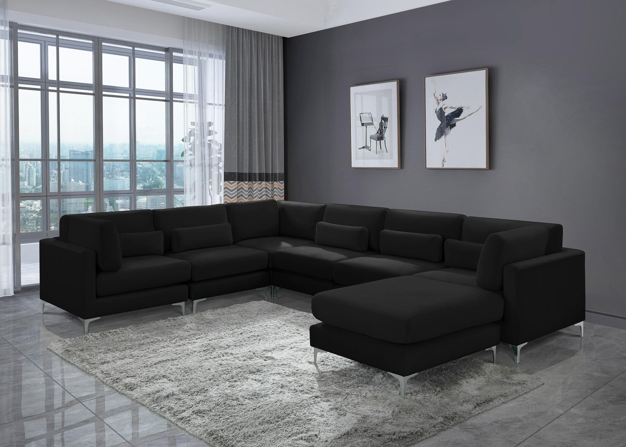 

    
Black Velvet Modular Sectional Sofa JULIA 605Black-Sec7A Meridian Contemporary
