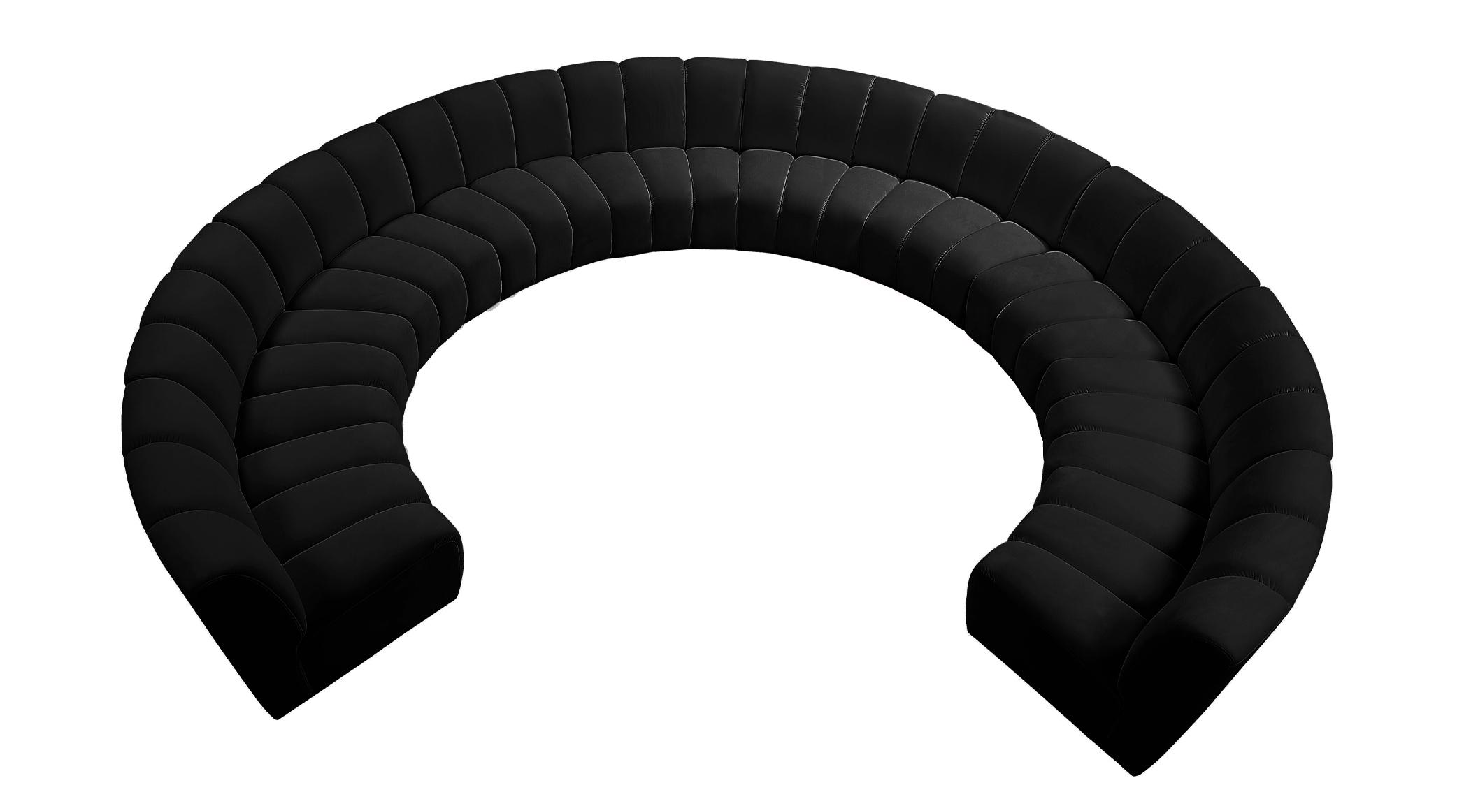 

    
Black Velvet Modular Sectional Sofa INFINITY 638Black-10PC Meridian Modern
