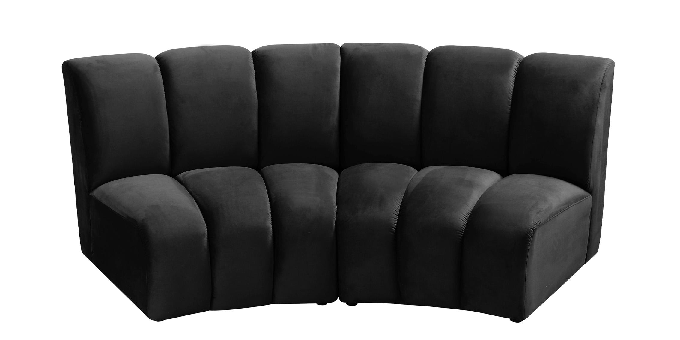 

    
Black Velvet Modular Sectional Sofa INFINITY 638Black-2PC Meridian Modern
