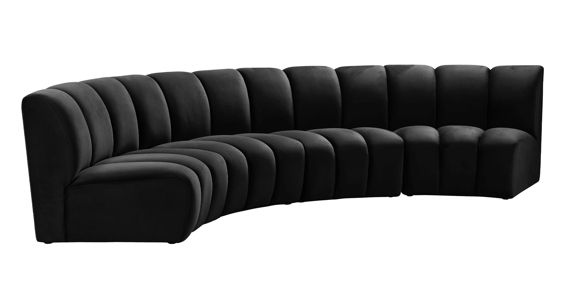 

    
Black Velvet Modular Sectional Sofa INFINITY 638Black-4PC Meridian Modern
