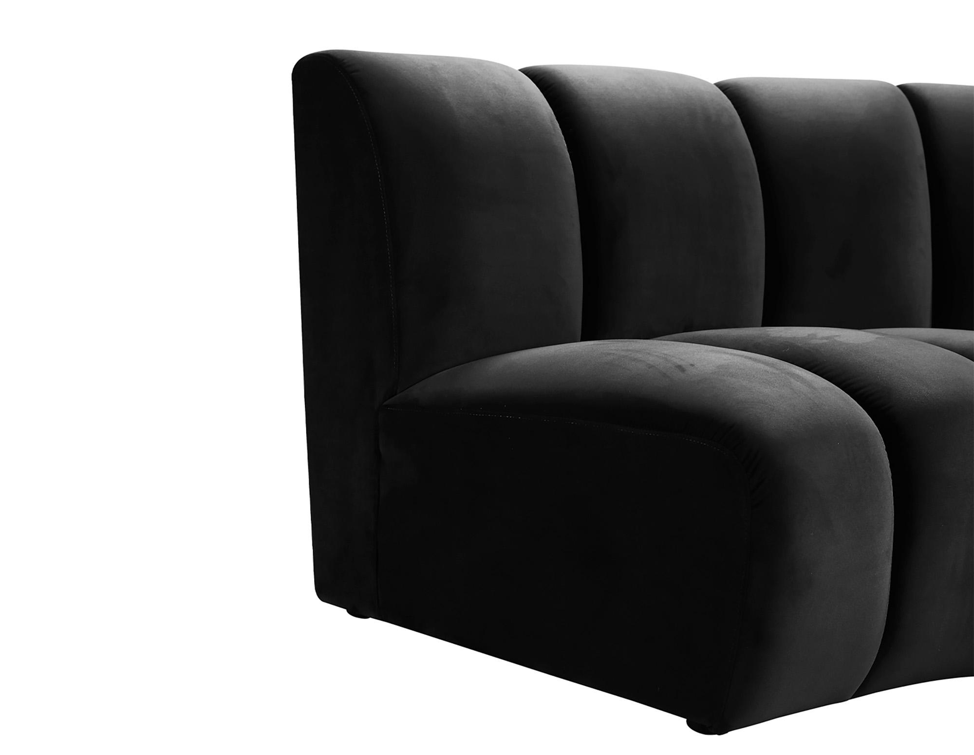 

    
 Shop  Black Velvet Modular Sectional Sofa INFINITY 638Black-5PC Meridian Modern
