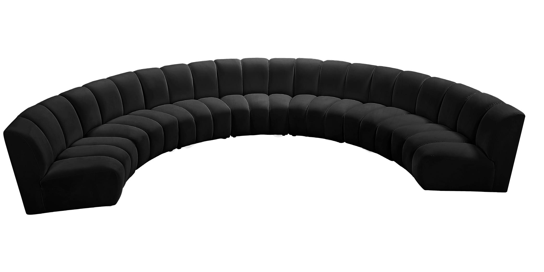 

    
Black Velvet Modular Sectional Sofa INFINITY 638Black-7PC Meridian Modern

