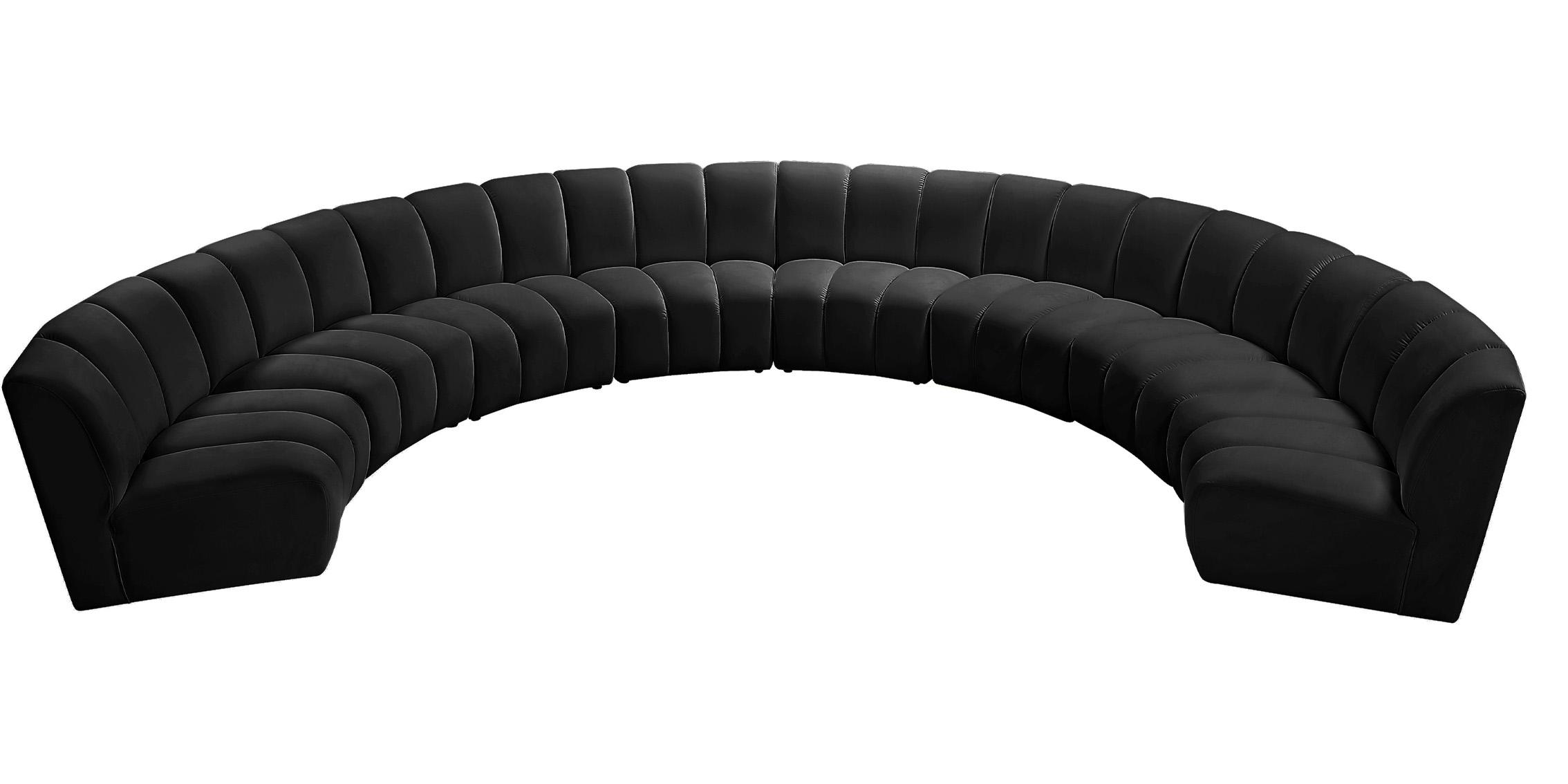 

    
Black Velvet Modular Sectional Sofa INFINITY 638Black-8PC Meridian Modern
