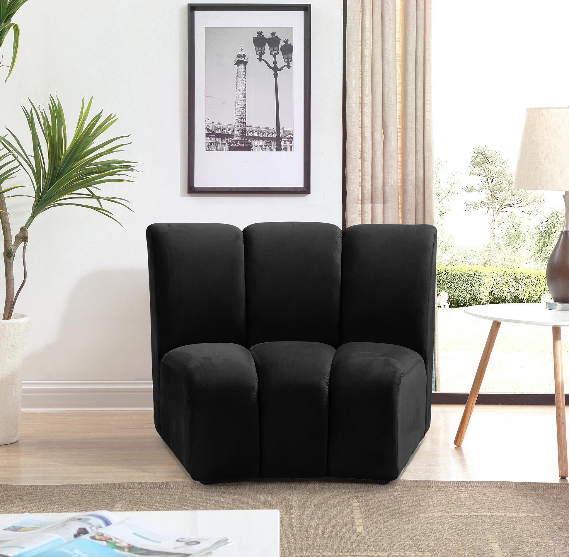 

    
Black Velvet 638Black-C Channel Tufted Modular Chair INFINITY Meridian Modern
