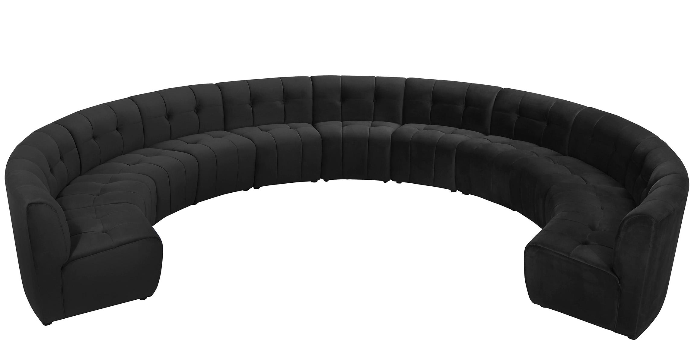 

    
Black Velvet Modular Sectional Sofa LIMITLESS 645Black-11PC Meridian Modern
