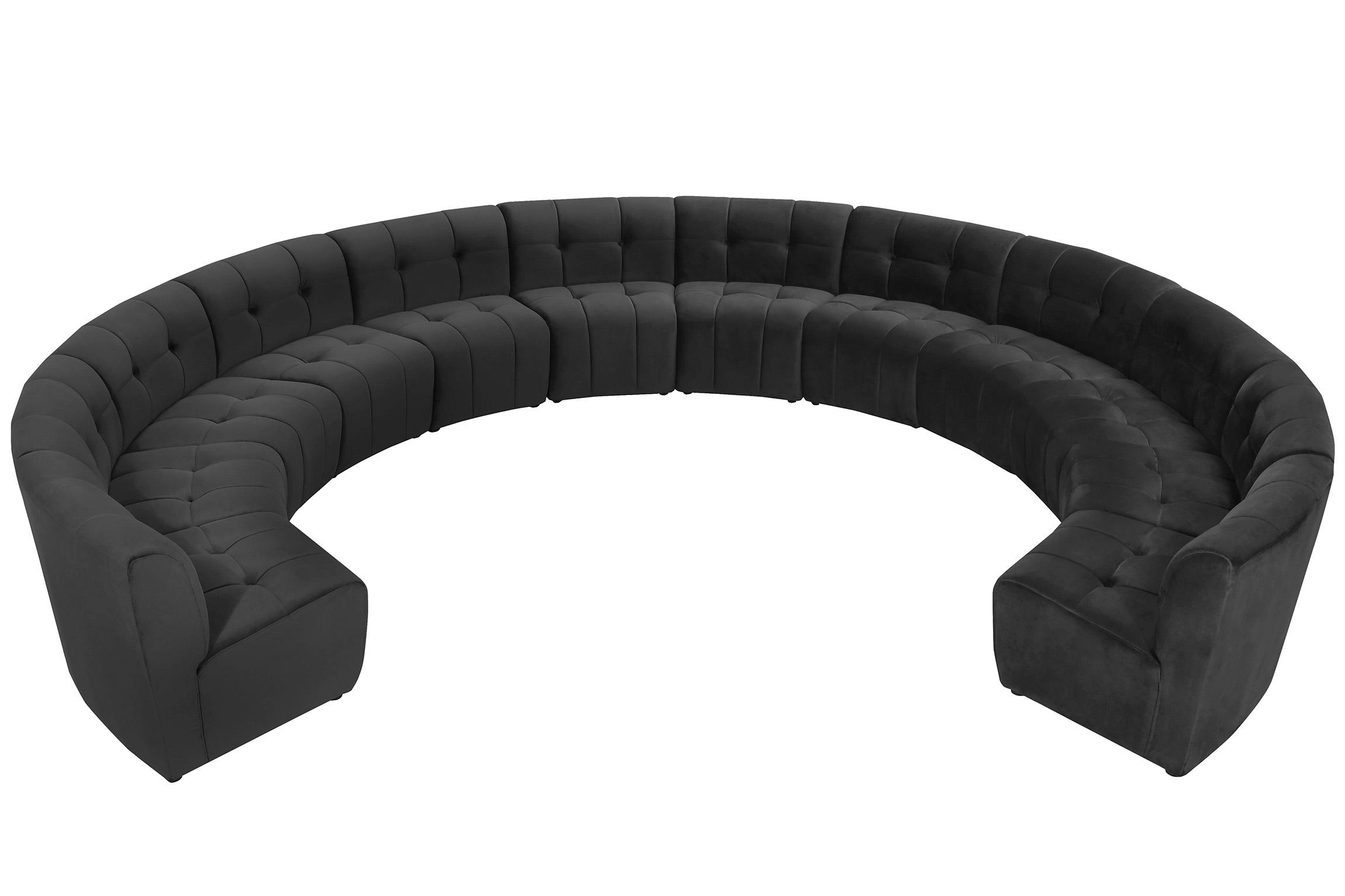 

    
Black Velvet Modular Sectional Sofa LIMITLESS 645Black-12PC Meridian Modern
