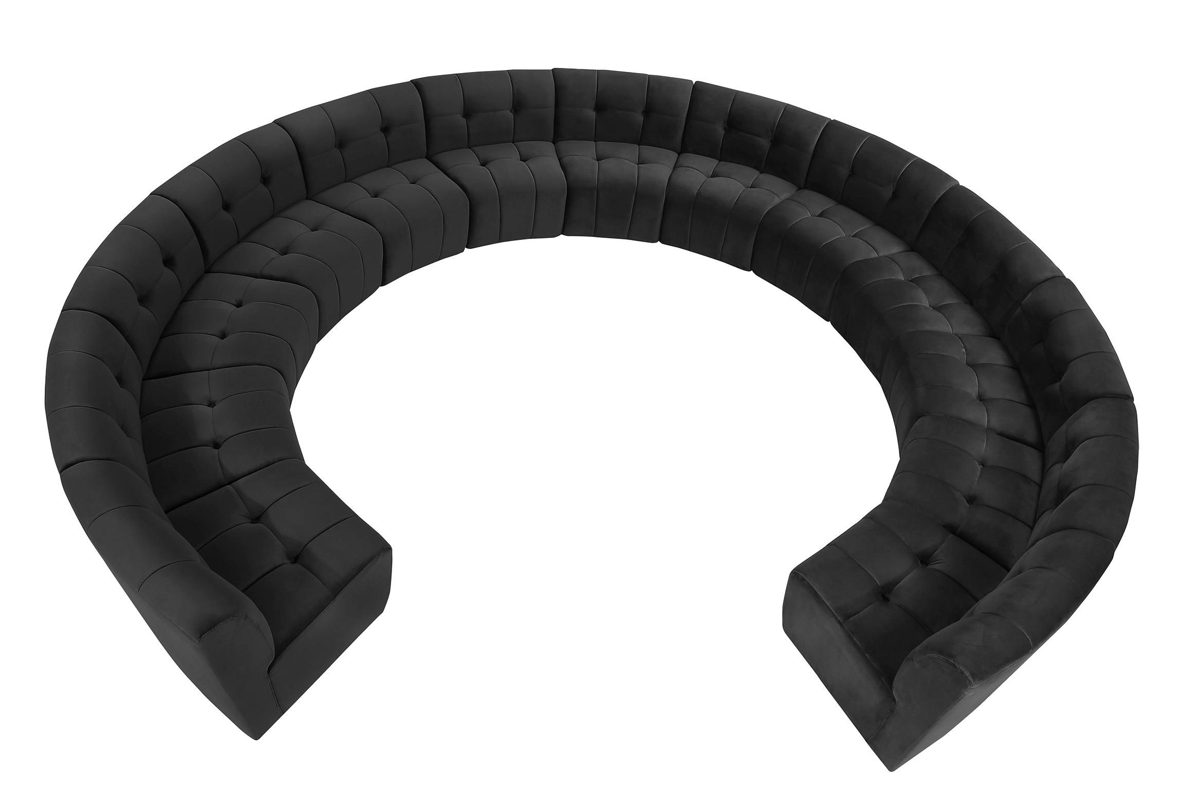 

    
Black Velvet Modular Sectional Sofa LIMITLESS 645Black-13PC Meridian Modern
