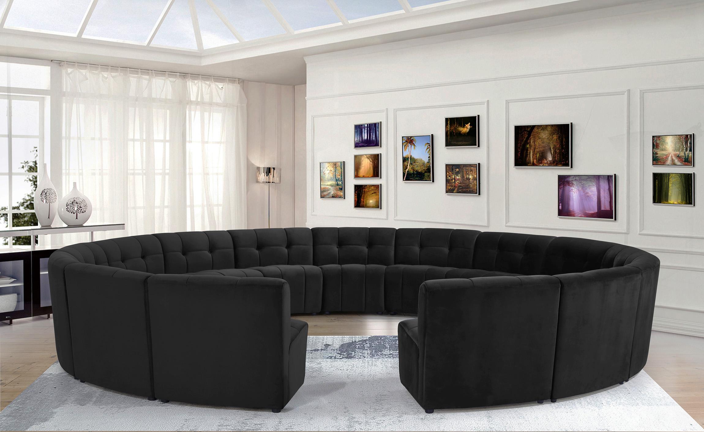 

    
Black Velvet Modular Sectional Sofa LIMITLESS 645Black-15PC Meridian Modern
