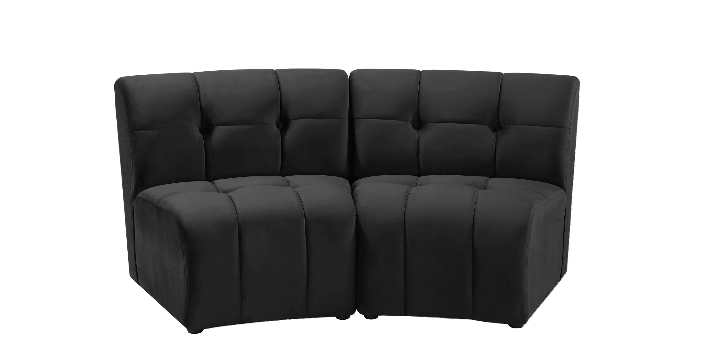 

    
Black Velvet Modular Sectional Sofa LIMITLESS 645Black-2PC Meridian Modern
