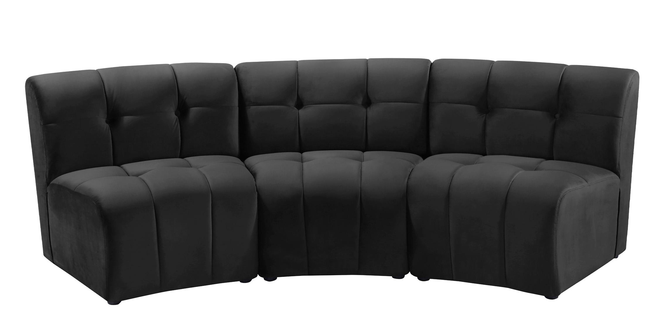 

    
Black Velvet Modular Sectional Sofa LIMITLESS 645Black-3PC Meridian Modern
