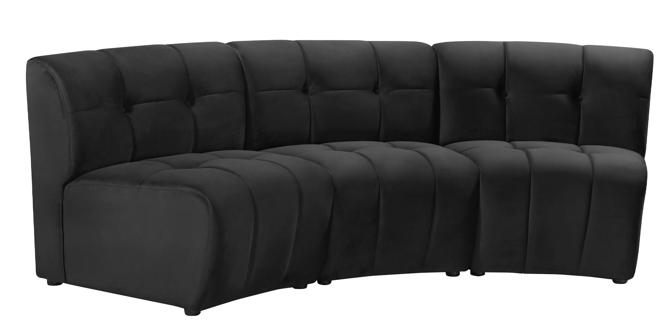 

        
Meridian Furniture LIMITLESS 645Black-3PC Modular Sectional Sofa Black Velvet 753359808154
