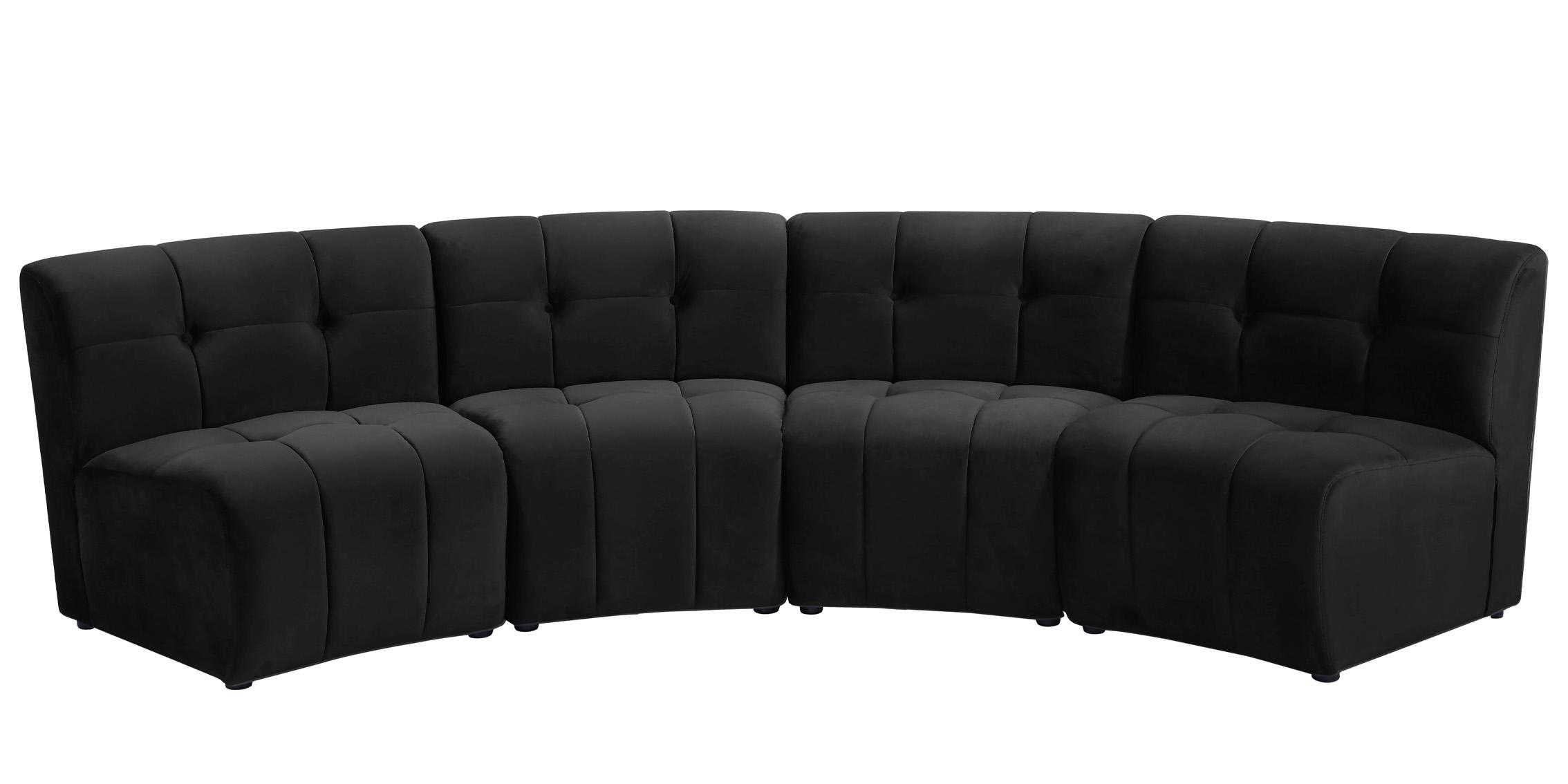 

    
Black Velvet Modular Sectional Sofa LIMITLESS 645Black-4PC Meridian Modern
