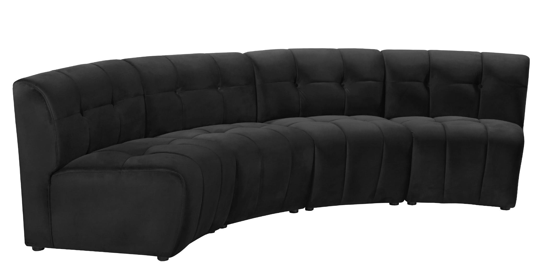 

        
Meridian Furniture LIMITLESS 645Black-4PC Modular Sectional Sofa Black Velvet 753359808161
