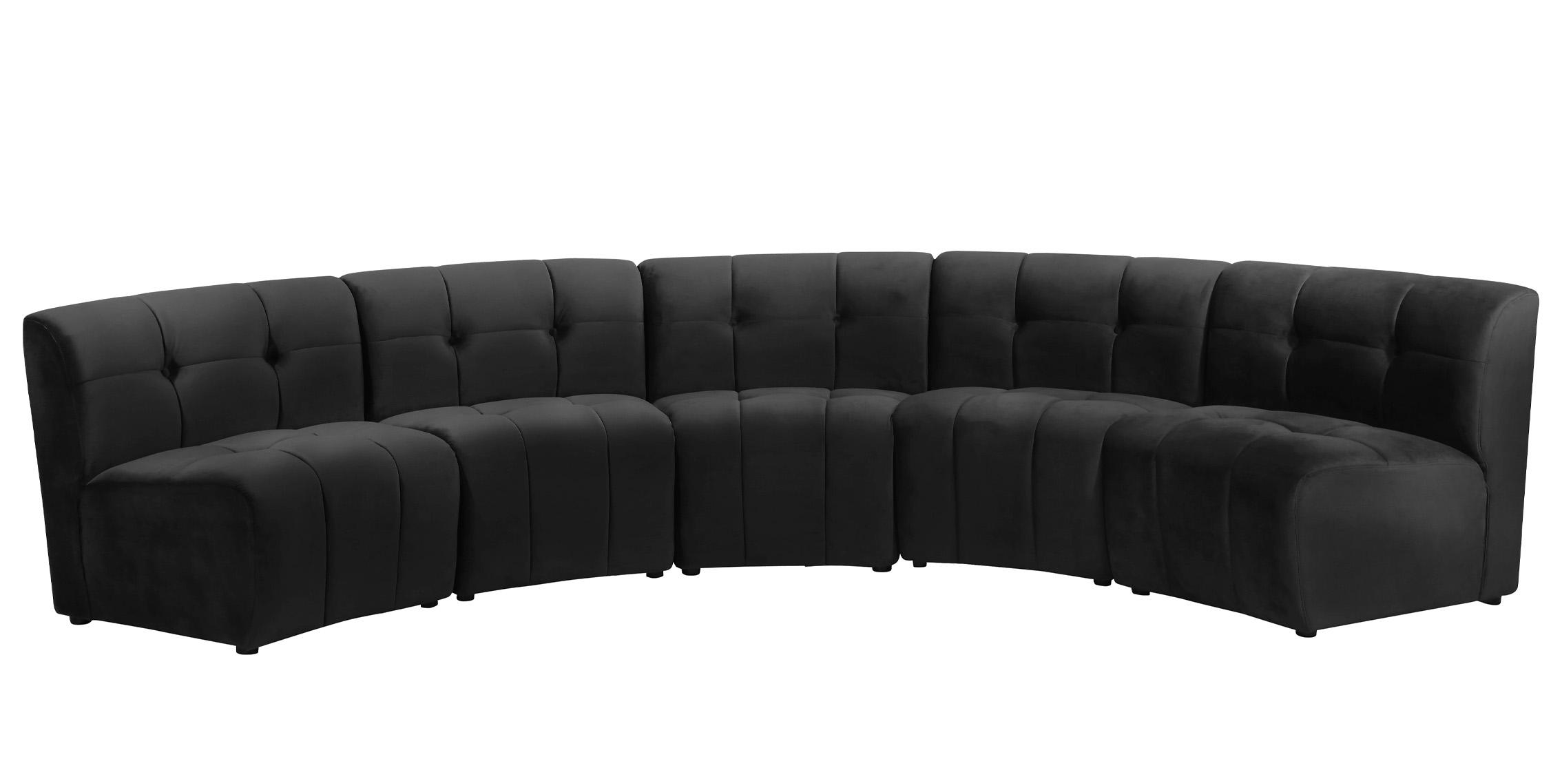 

    
Black Velvet Modular Sectional Sofa LIMITLESS 645Black-5PC Meridian Modern
