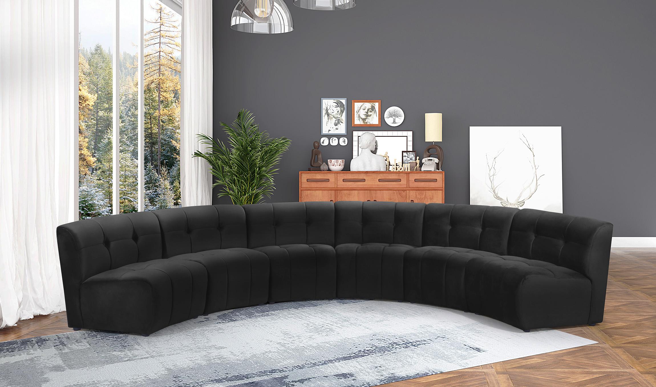 

    
Black Velvet Modular Sectional Sofa LIMITLESS 645Black-6PC Meridian Modern
