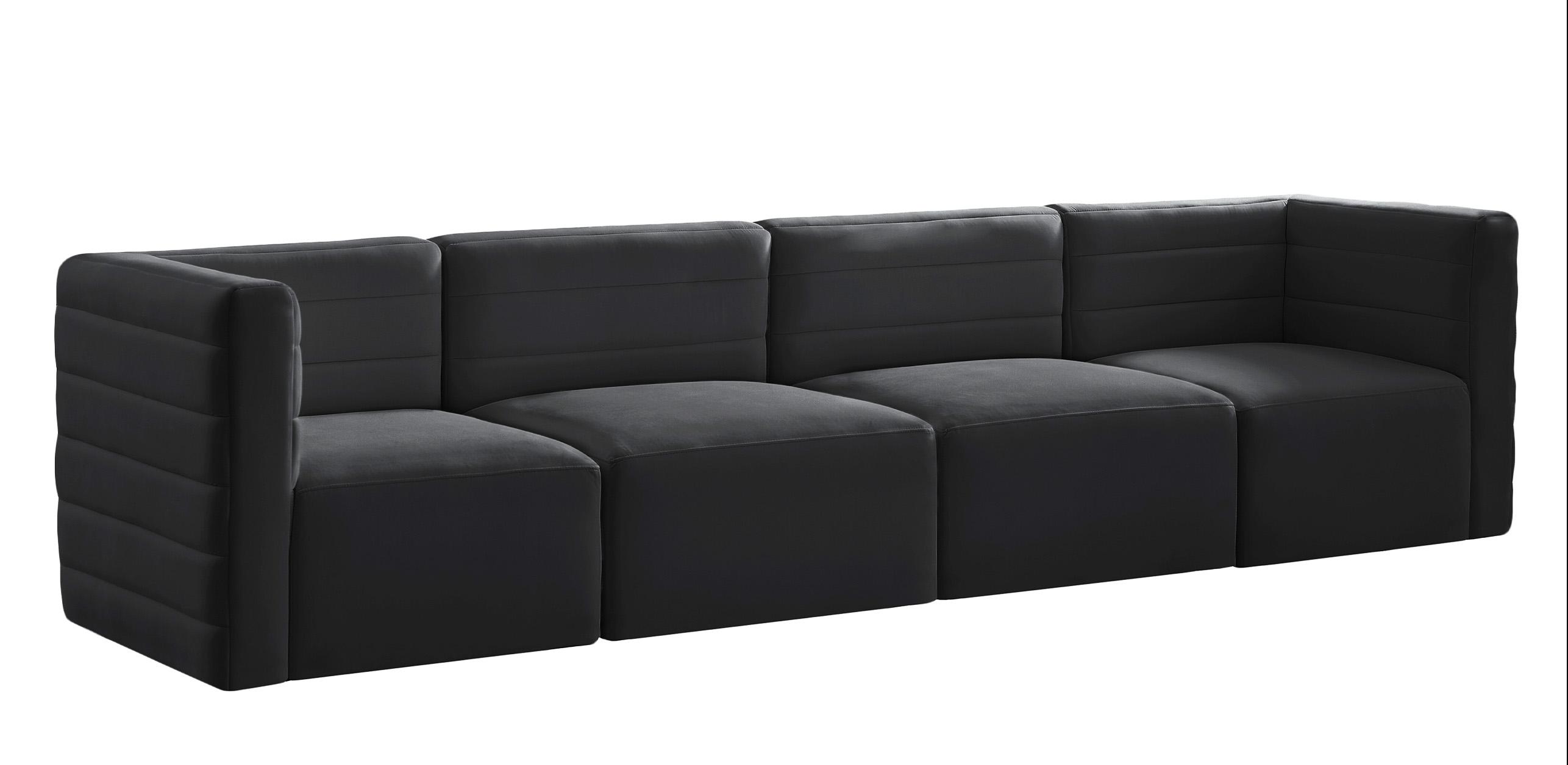 

    
Black Velvet Modular Comfort Sofa Quincy 677Black-S126 Meridian Contemporary
