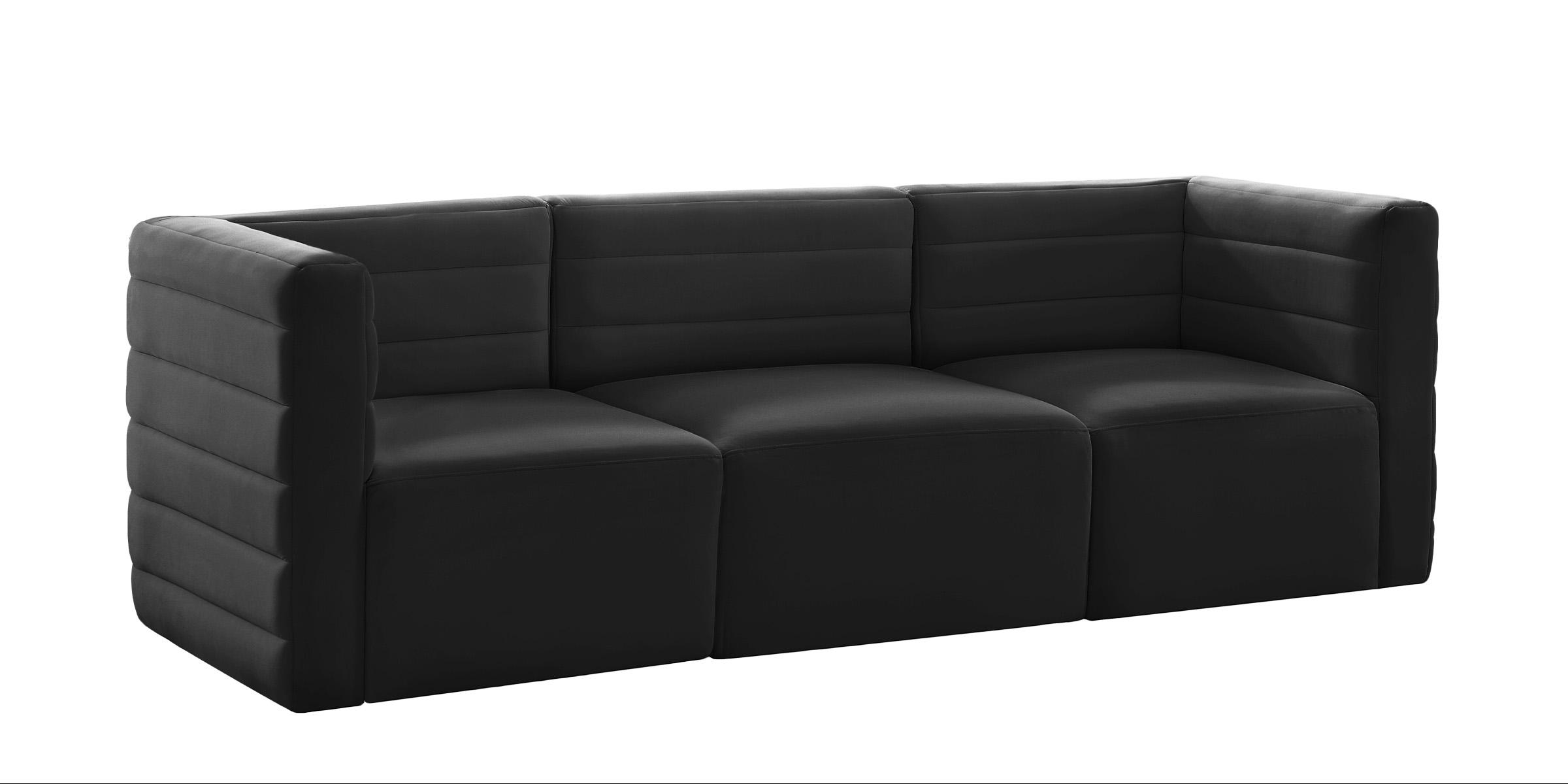 

    
Black Velvet Modular Comfort Sofa Quincy 677Black-S95 Meridian Contemporary
