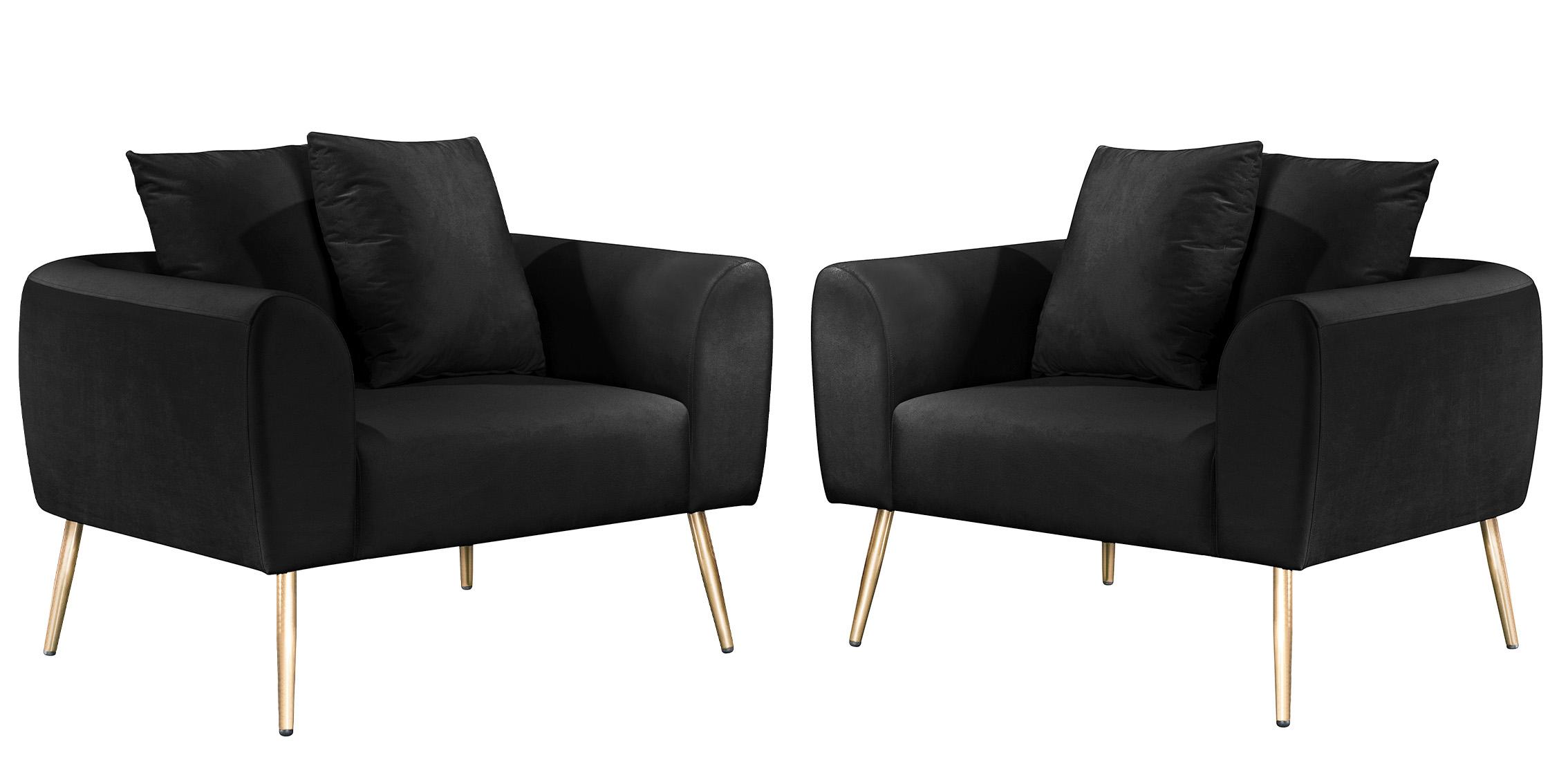 

    
BLACK Velvet Armchair Set 2Pcs Quinn 639Black-C MERIDIAN Contemporary Modern
