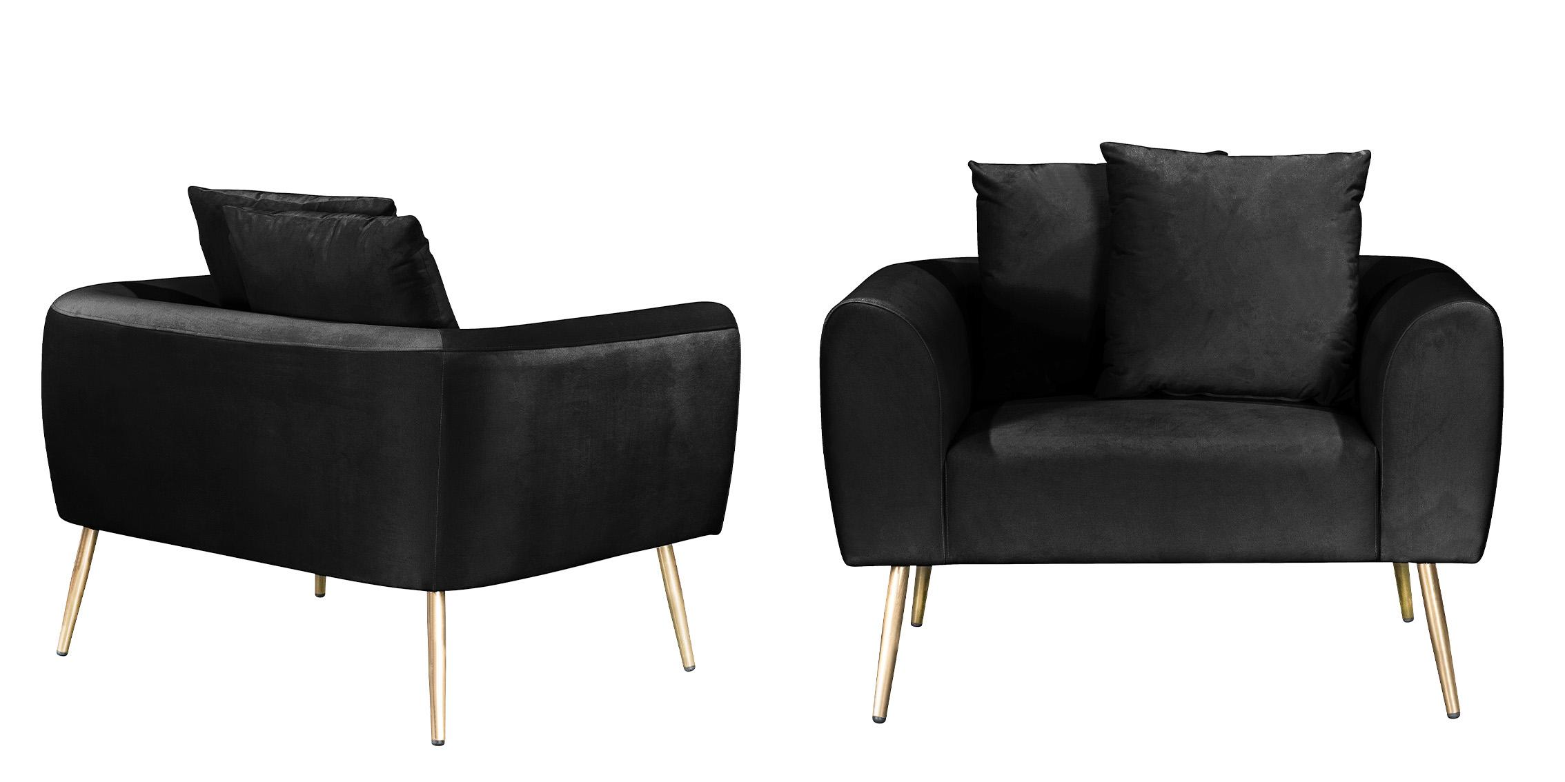 

    
BLACK Velvet Armchair Set 2Pcs Quinn 639Black-C MERIDIAN Contemporary Modern
