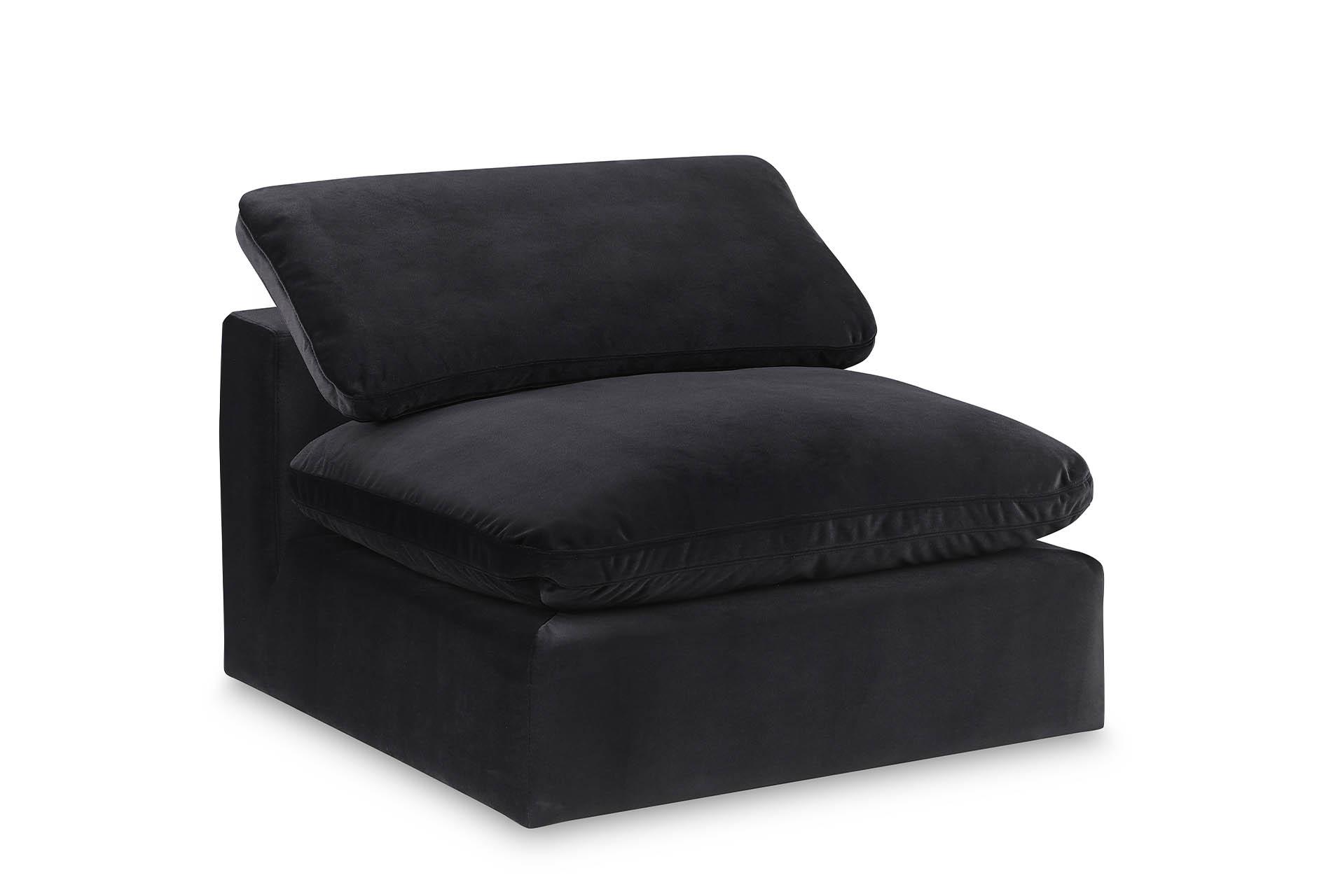 Contemporary, Modern Armless Chair 189Black-Armless 189Black-Armless in Black Velvet