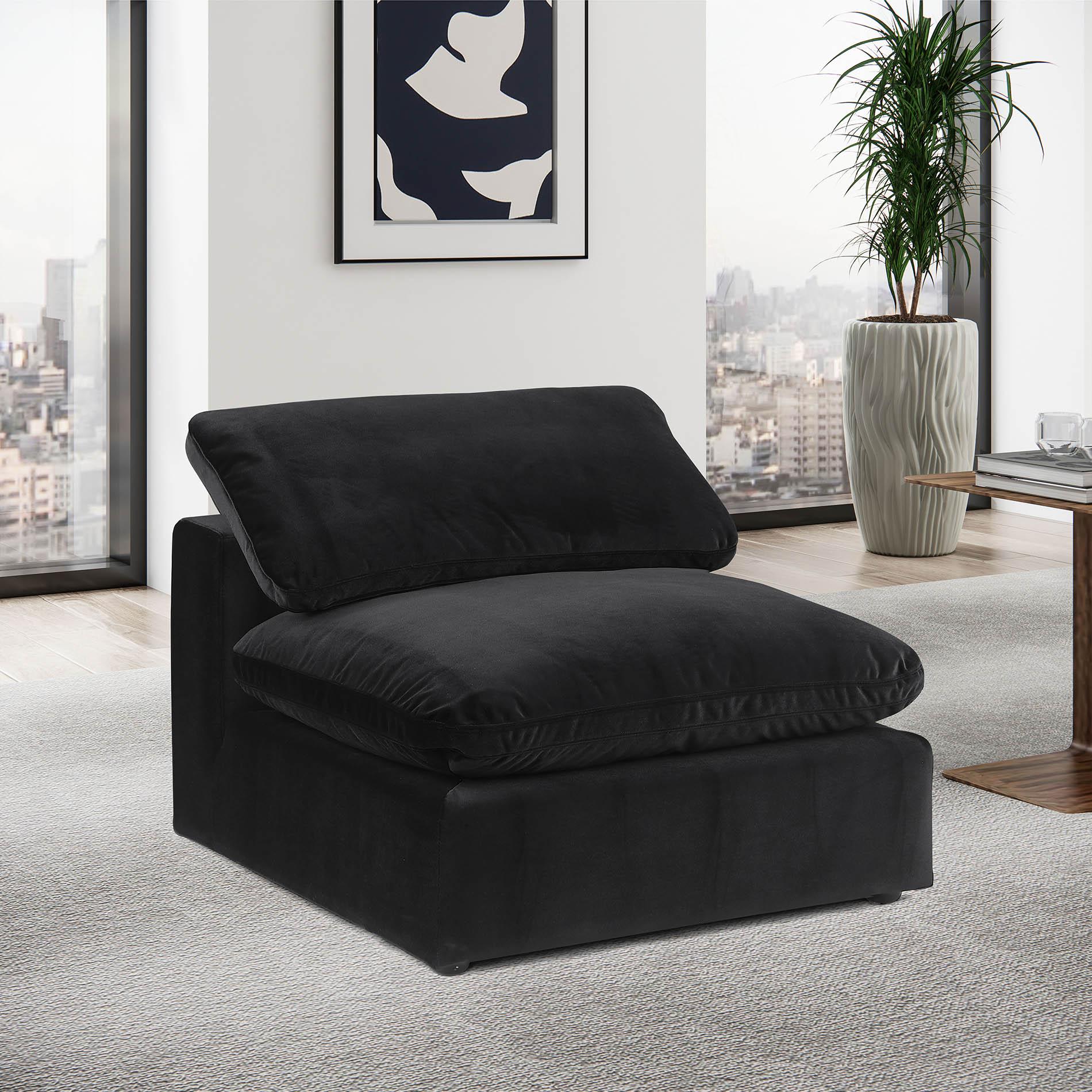 

    
Black Velvet Armless Chair COMFY 189Black-Armless Meridian Contemporary Modern
