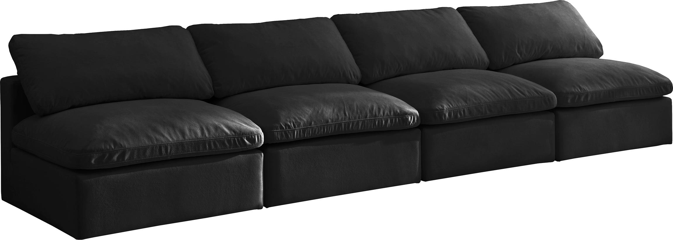 

    
Black Velvet Comfort Modular Armless Sofa Plush 602Black-S4 Meridian Modern
