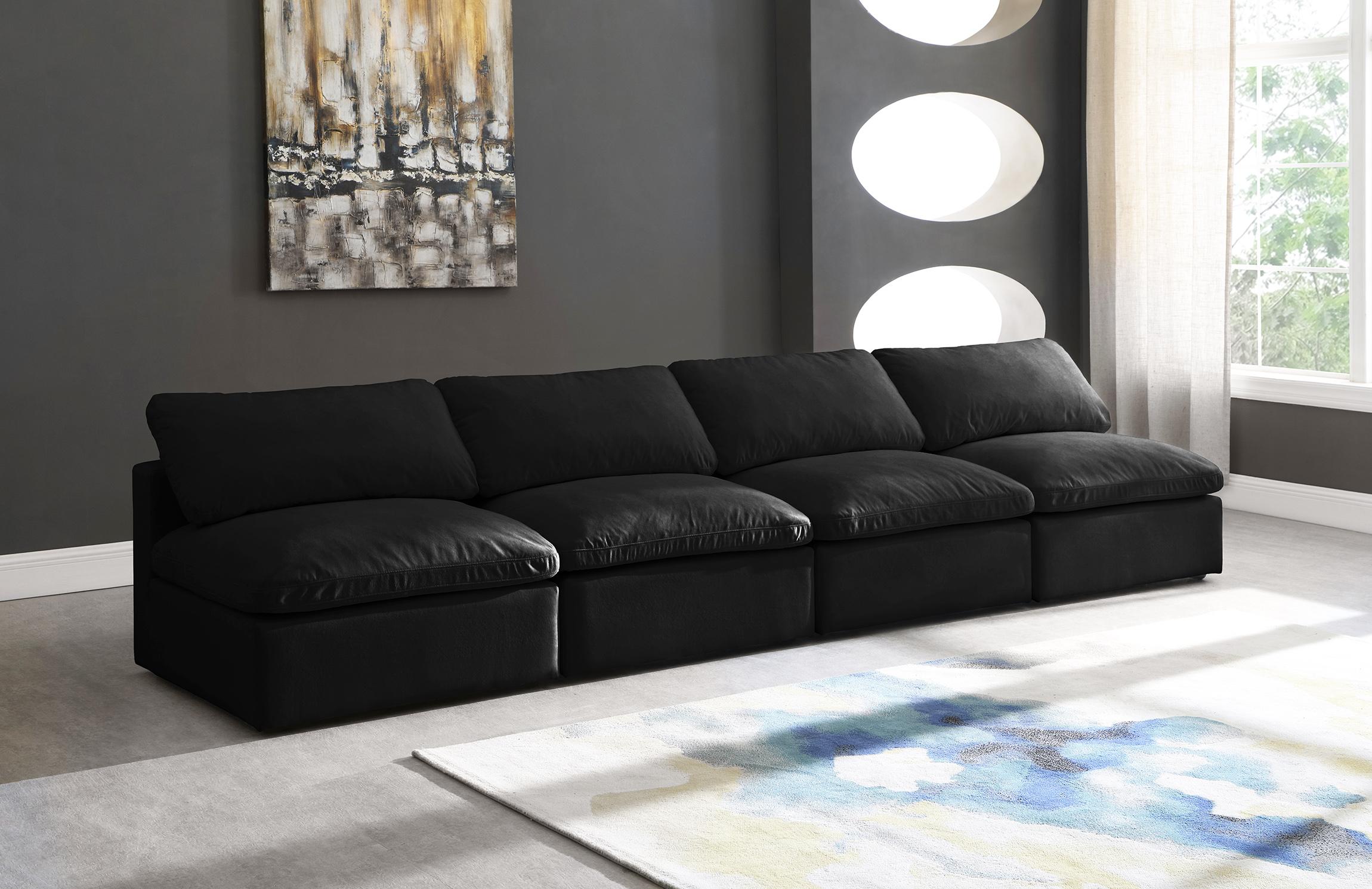 

    
Black Velvet Comfort Modular Armless Sofa Plush 602Black-S4 Meridian Modern
