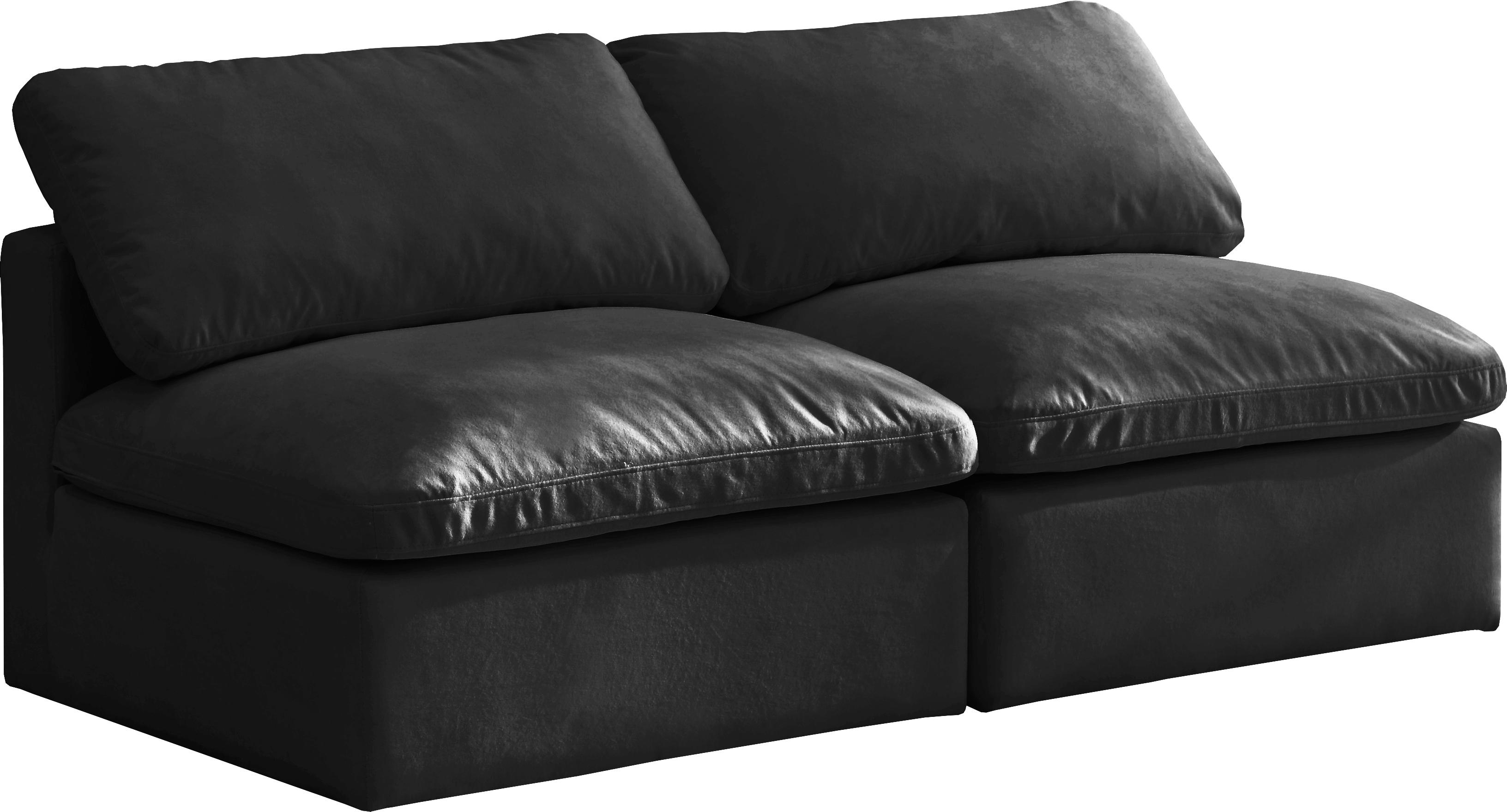 

    
Black Velvet Comfort Modular Armless Sofa Plush 602Black-S2 Meridian Modern
