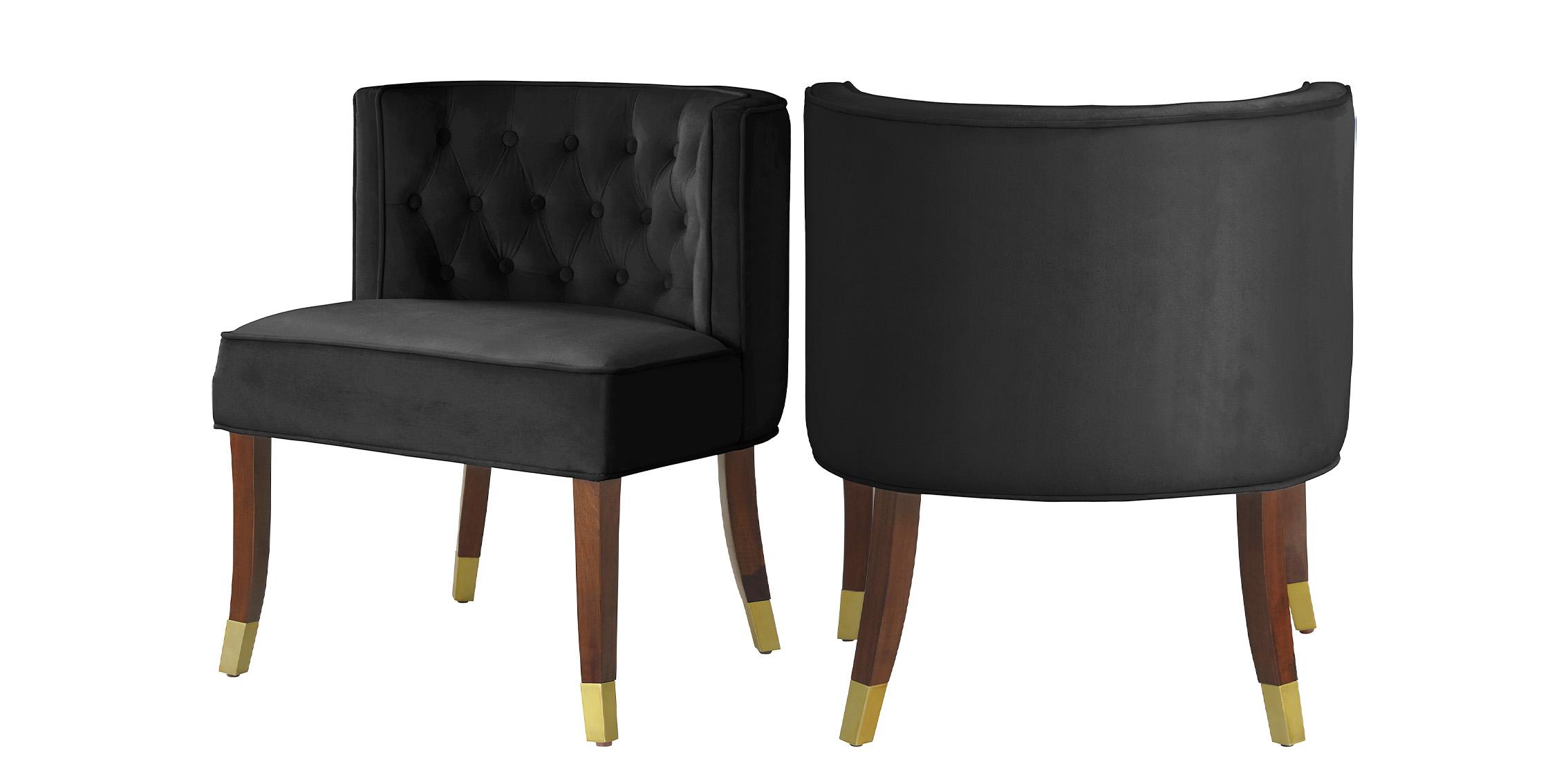 Classic Dining Chair Set PERRY 933Black-C 933Black-C-Set-2 in Espresso, Black Velvet