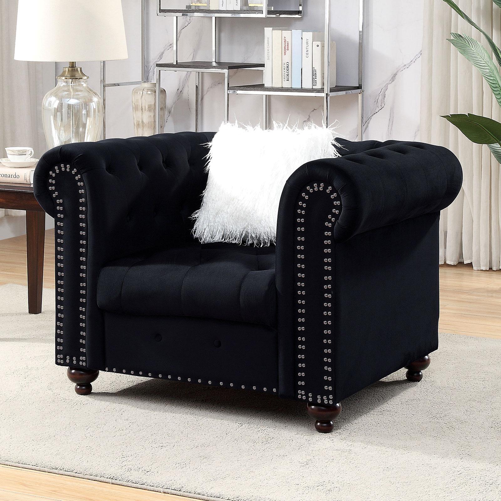 

                    
Furniture of America CM6240BK-SF-3PC Giacomo Sofa Loveseat and Chair Set Black Fabric Purchase 
