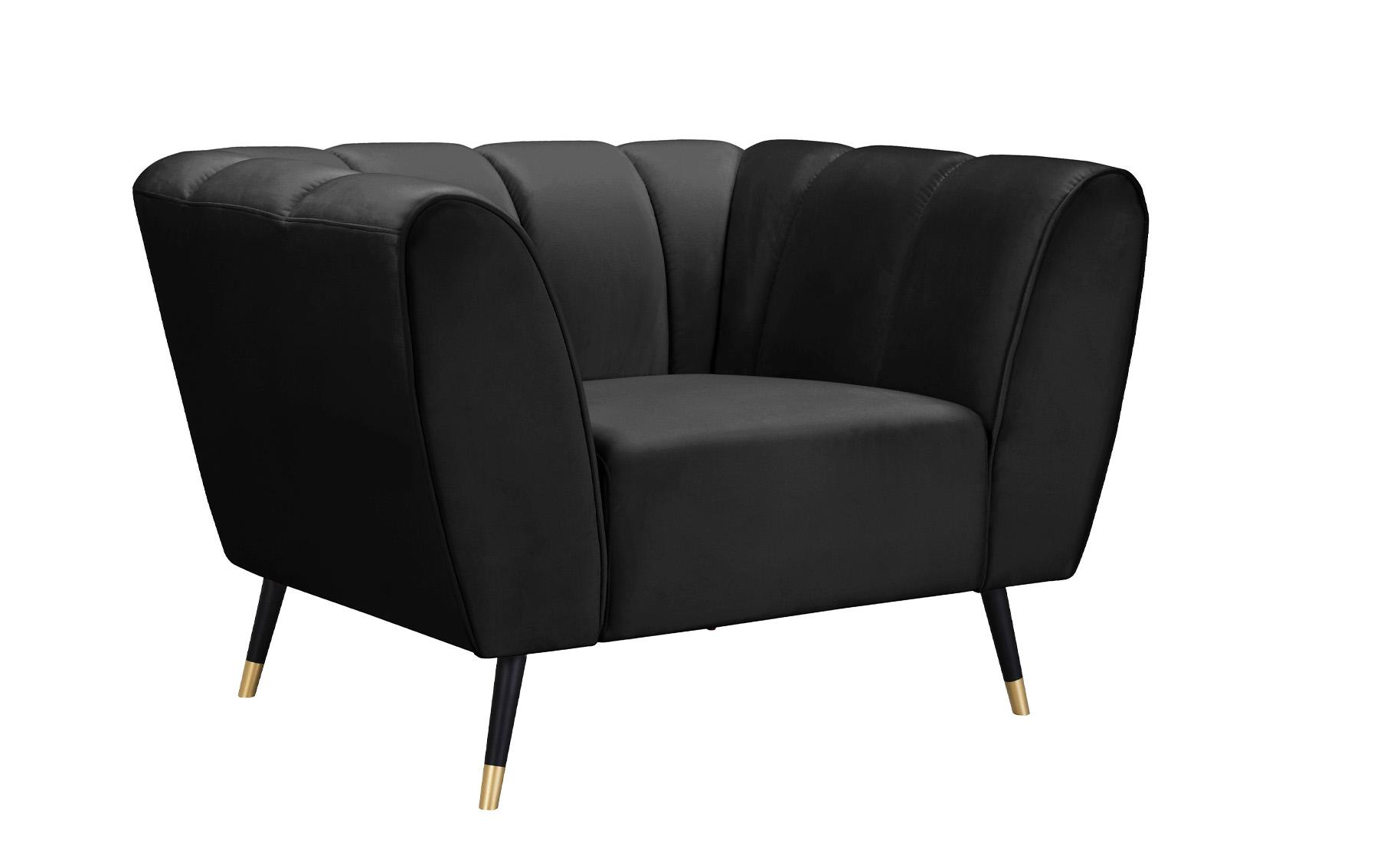 

    
Black Velvet Channel Tufted Arm Chair BEAUMONT 626Black-C Meridian Modern
