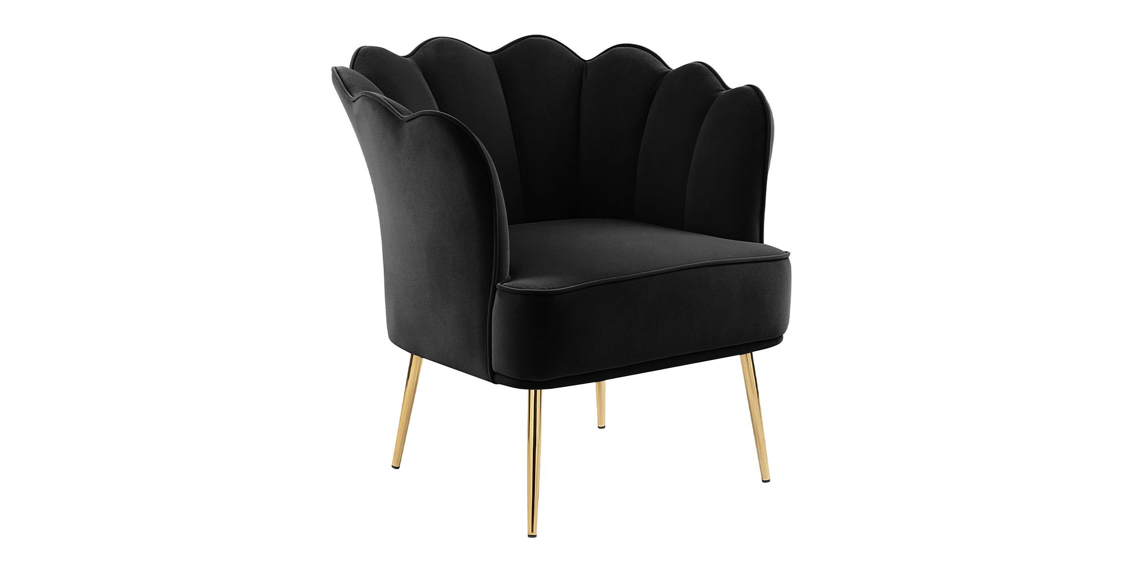 Contemporary, Modern Accent Chair JESTER 516Black 516Black in Gold, Black Velvet