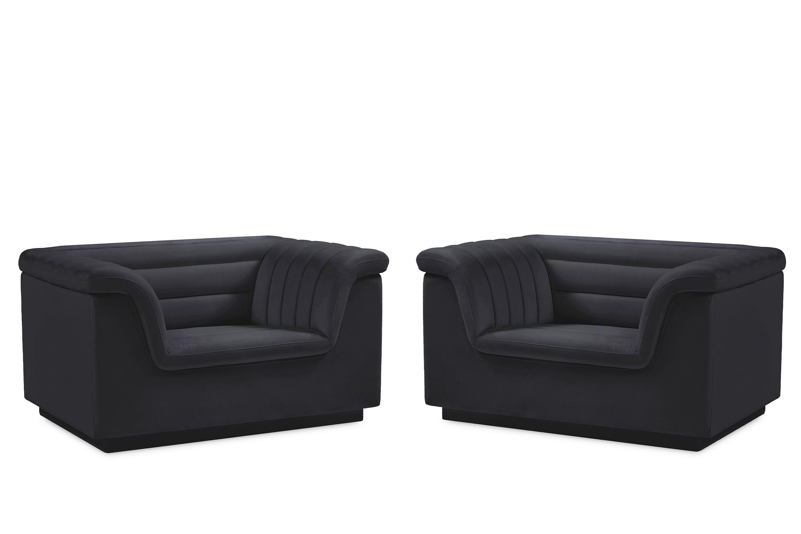 

    
Black Velvet Channel Tufted Chair Set 2Pcs CASCADE 192Black-C Meridian Modern
