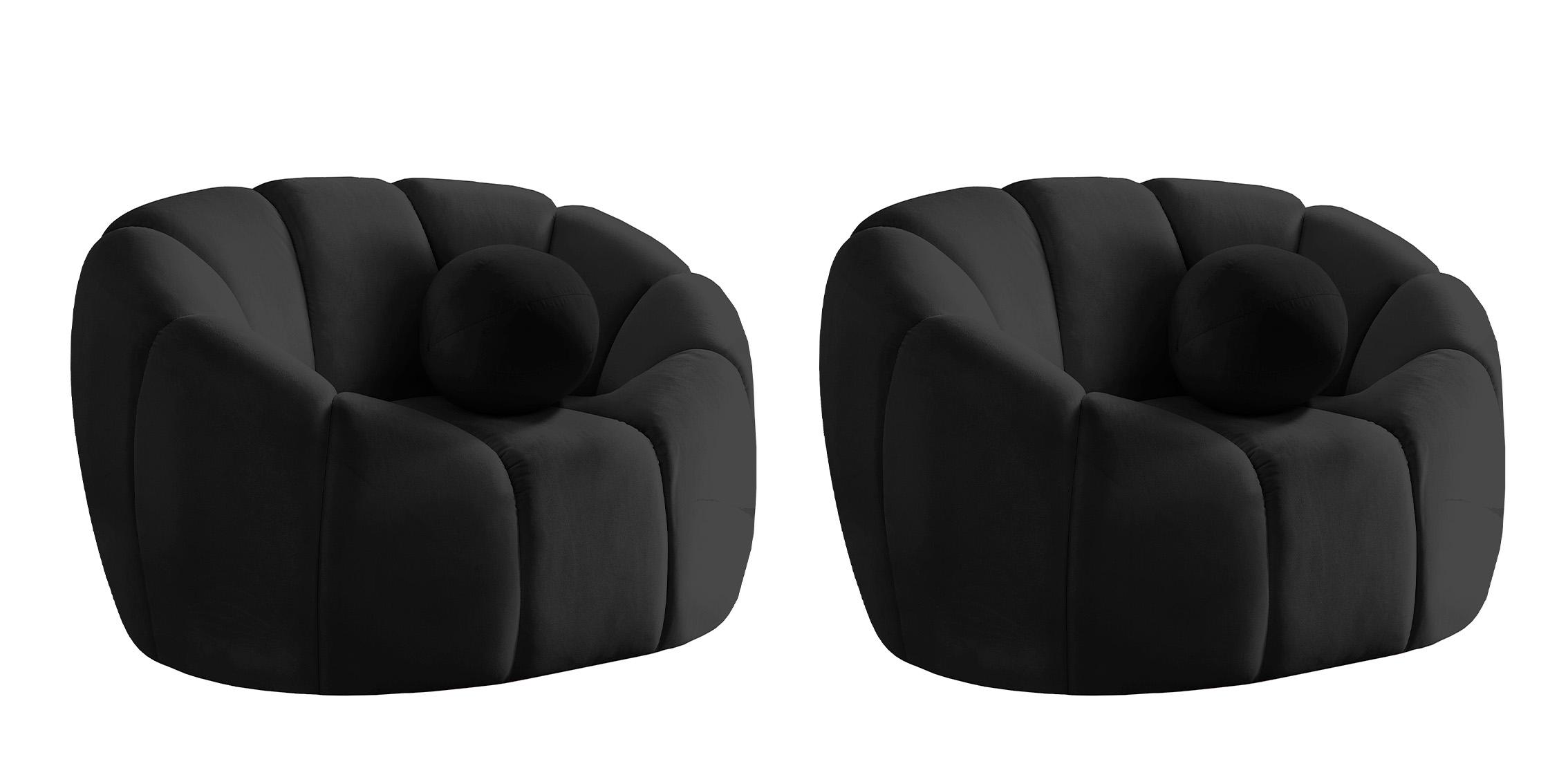 

    
BLACK Velvet Channel Tufted Chair Set 2Pcs ELIJAH 613Black-C Meridian Modern
