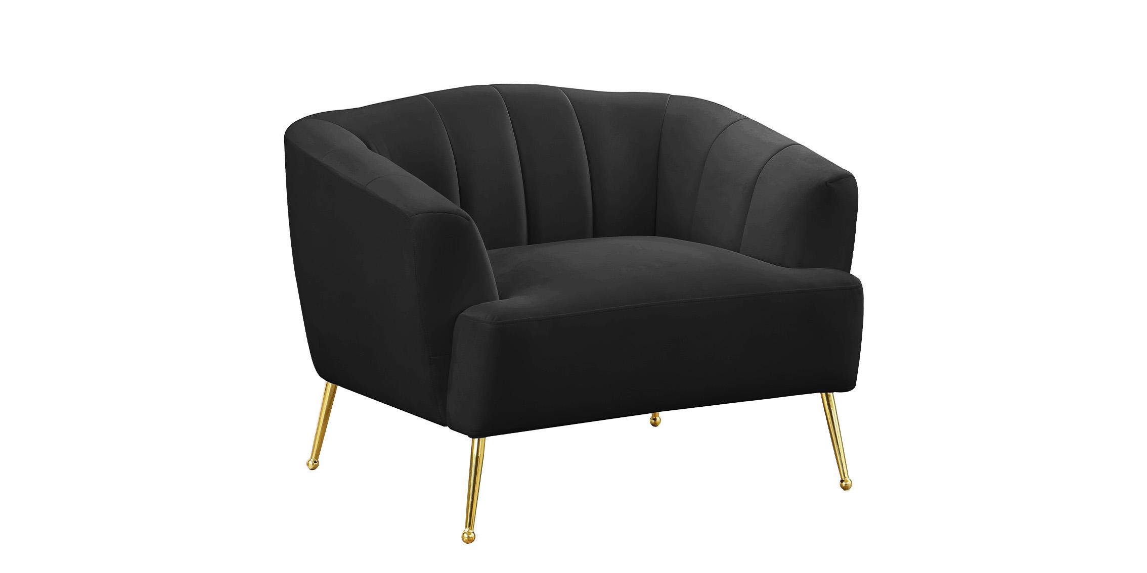 

    
Black Velvet Channel Tufted Chair TORI 657Black-C Meridian Contemporary Modern

