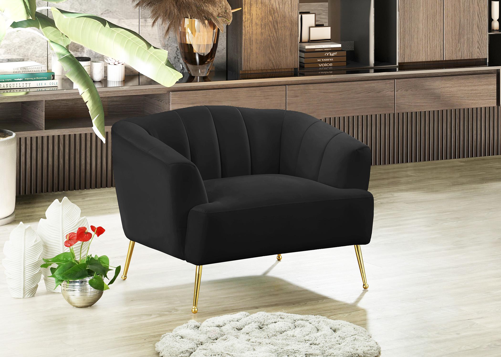 

    
Black Velvet Channel Tufted Chair TORI 657Black-C Meridian Contemporary Modern
