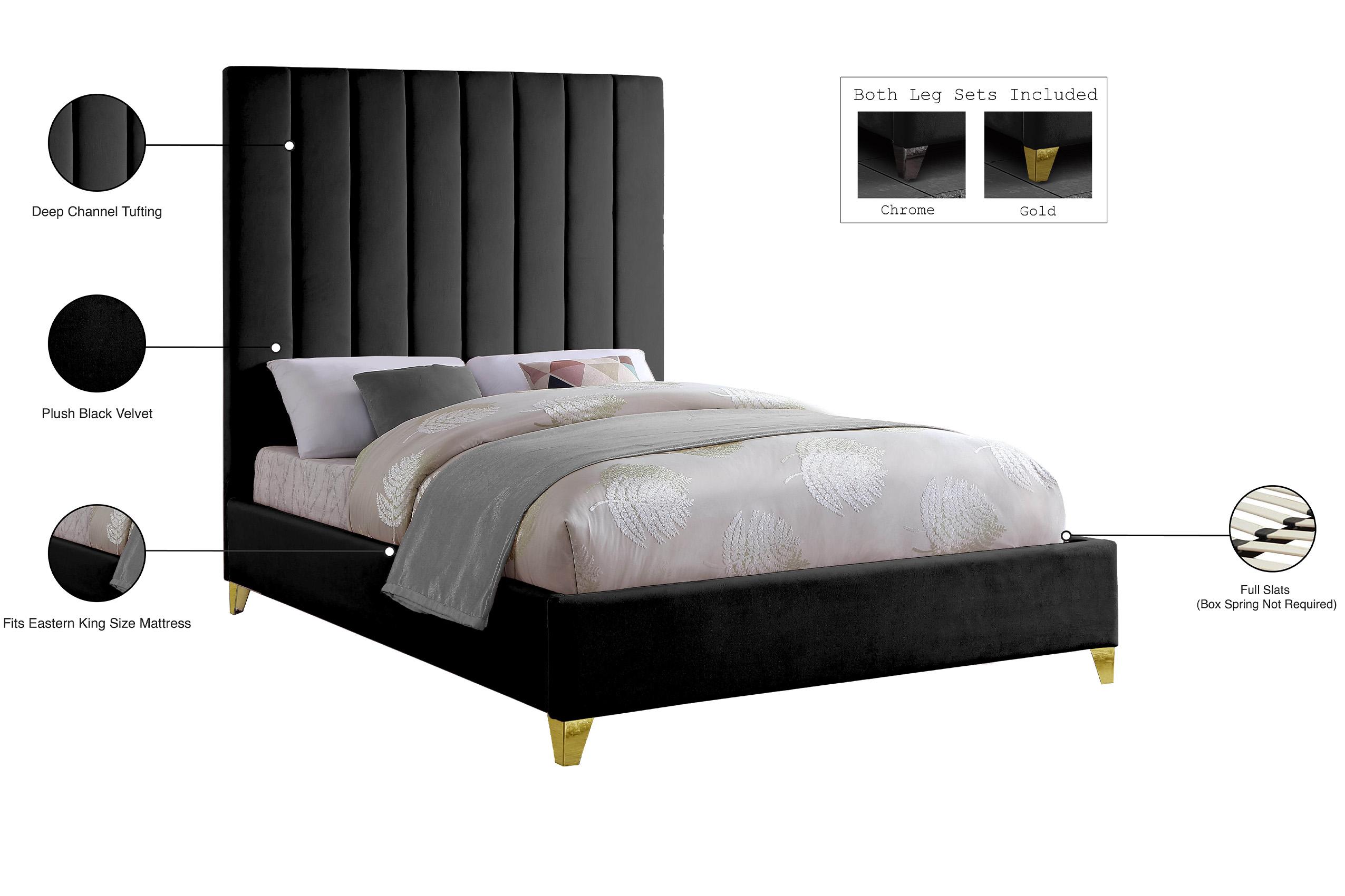 

        
Meridian Furniture VIA ViaBlack-F Platform Bed Chrome/Gold/Black Velvet 704831403374
