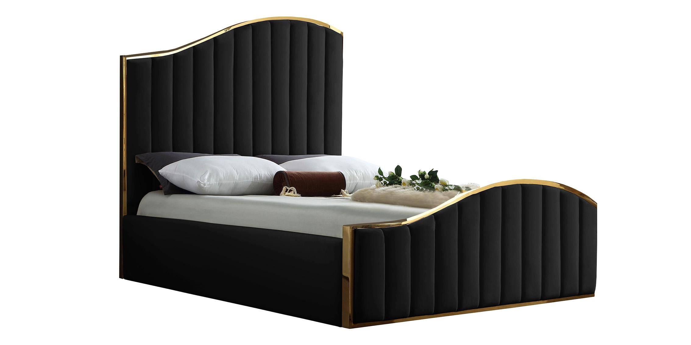 Contemporary, Modern Platform Bed JOLIE JolieBlack-K JolieBlack-K in Black Velvet