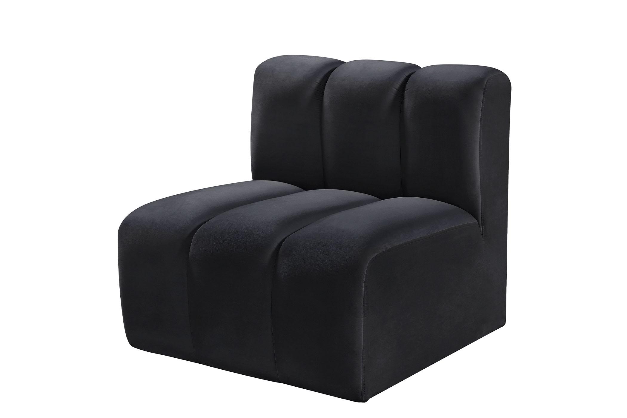 

    
Black Velvet Channel Tufted Modular Chair ARC 103Black-ST Meridian Contemporary
